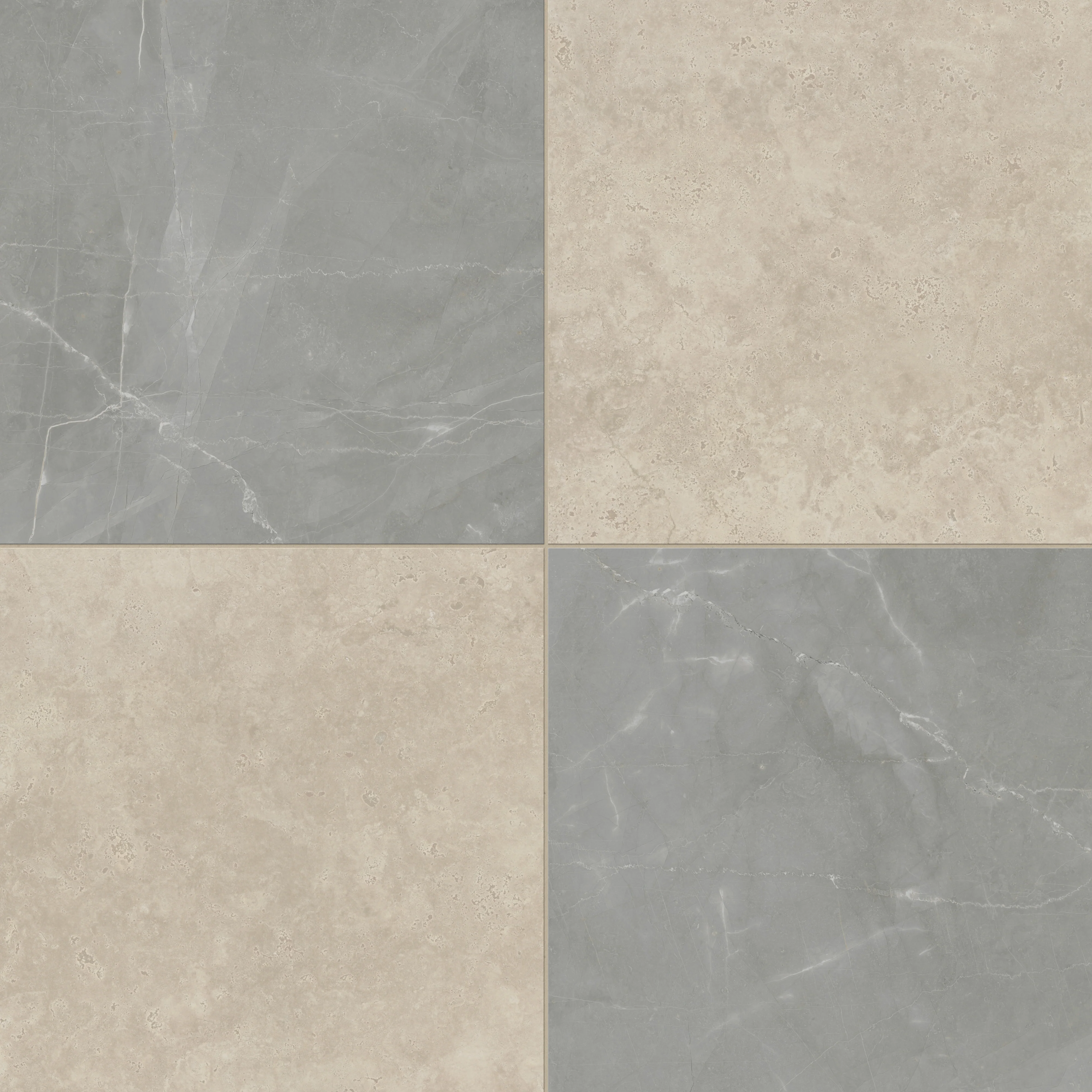 Leona 24 x 24 Checkerboard Matte Porcelain Tile in Amani Grey and Marfil