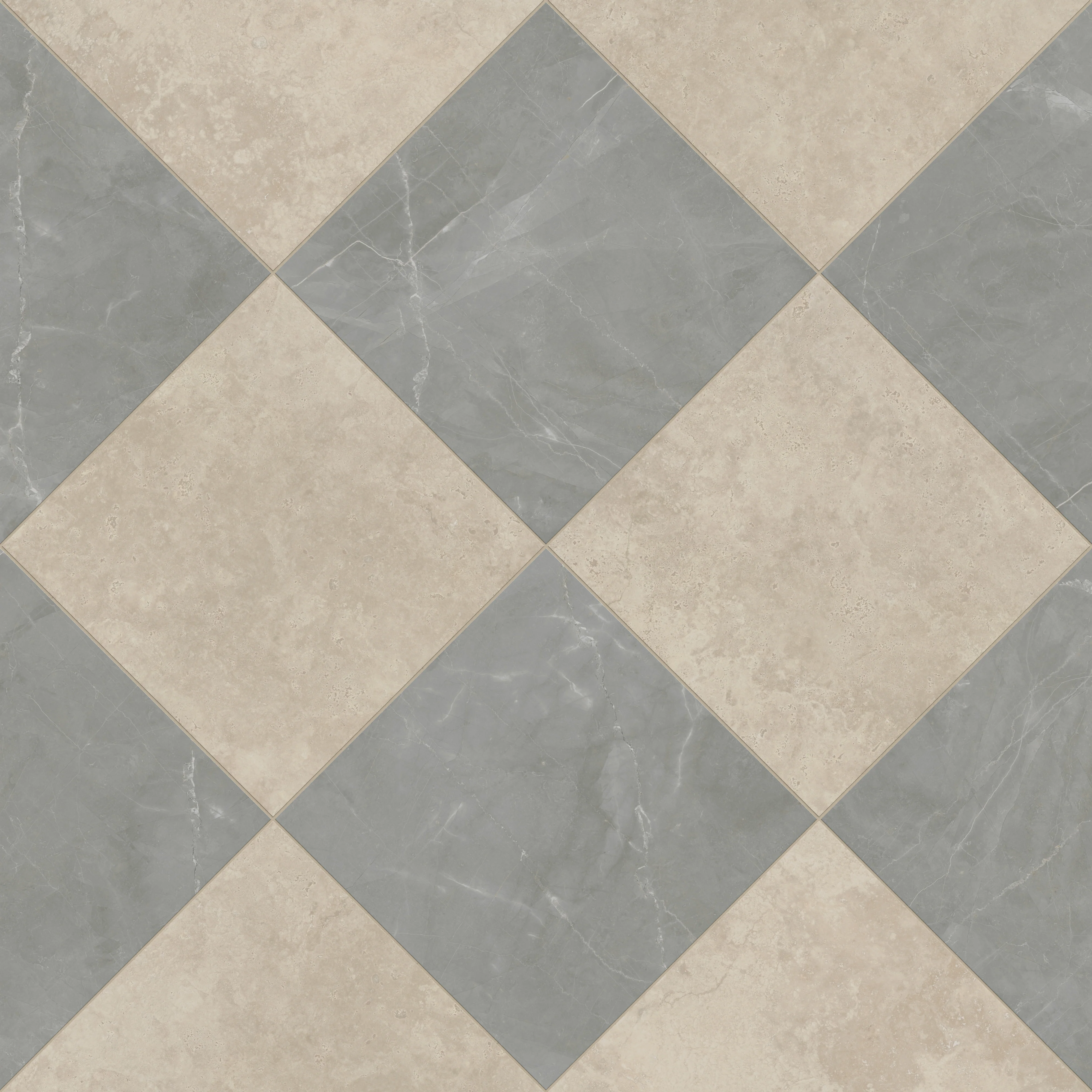 Leona 24 x 24 Checkerboard Matte Porcelain Tile in Amani Grey and Marfil - Image 5