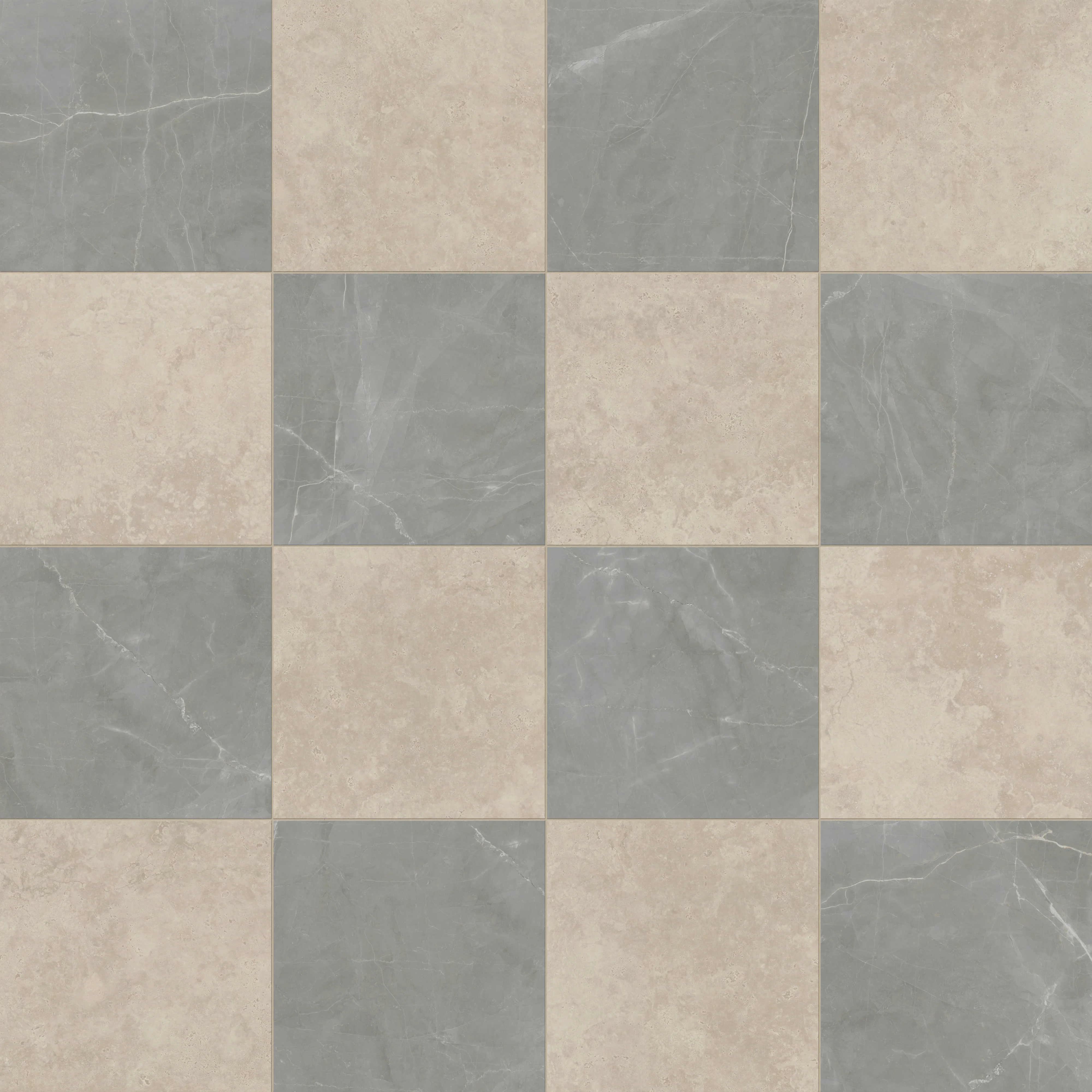 Leona 24 x 24 Checkerboard Matte Porcelain Tile in Amani Grey and Marfil - Image 6