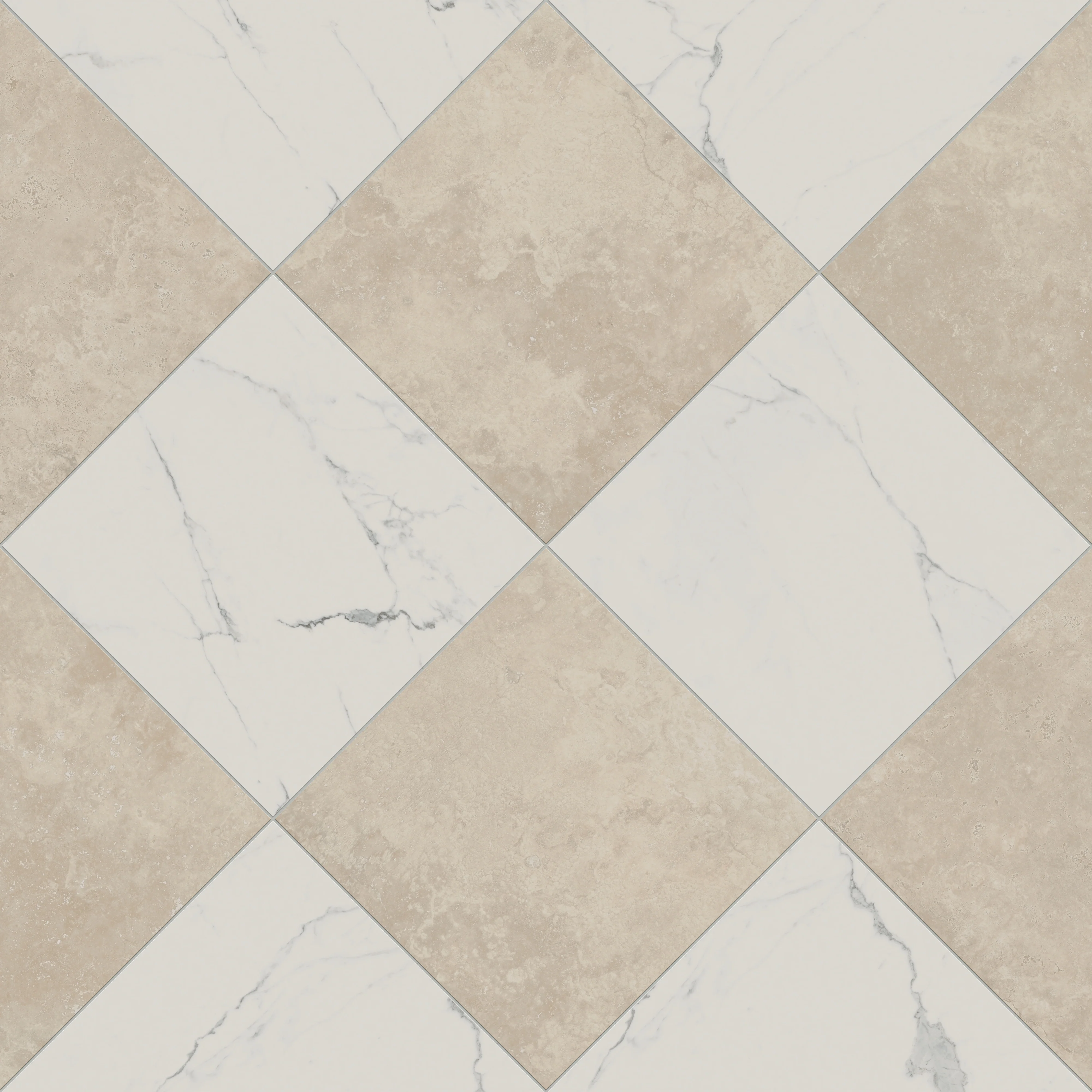 Leona 24 x 24 Checkerboard Matte Porcelain Tile in Calacatta and Marfil - Image 5