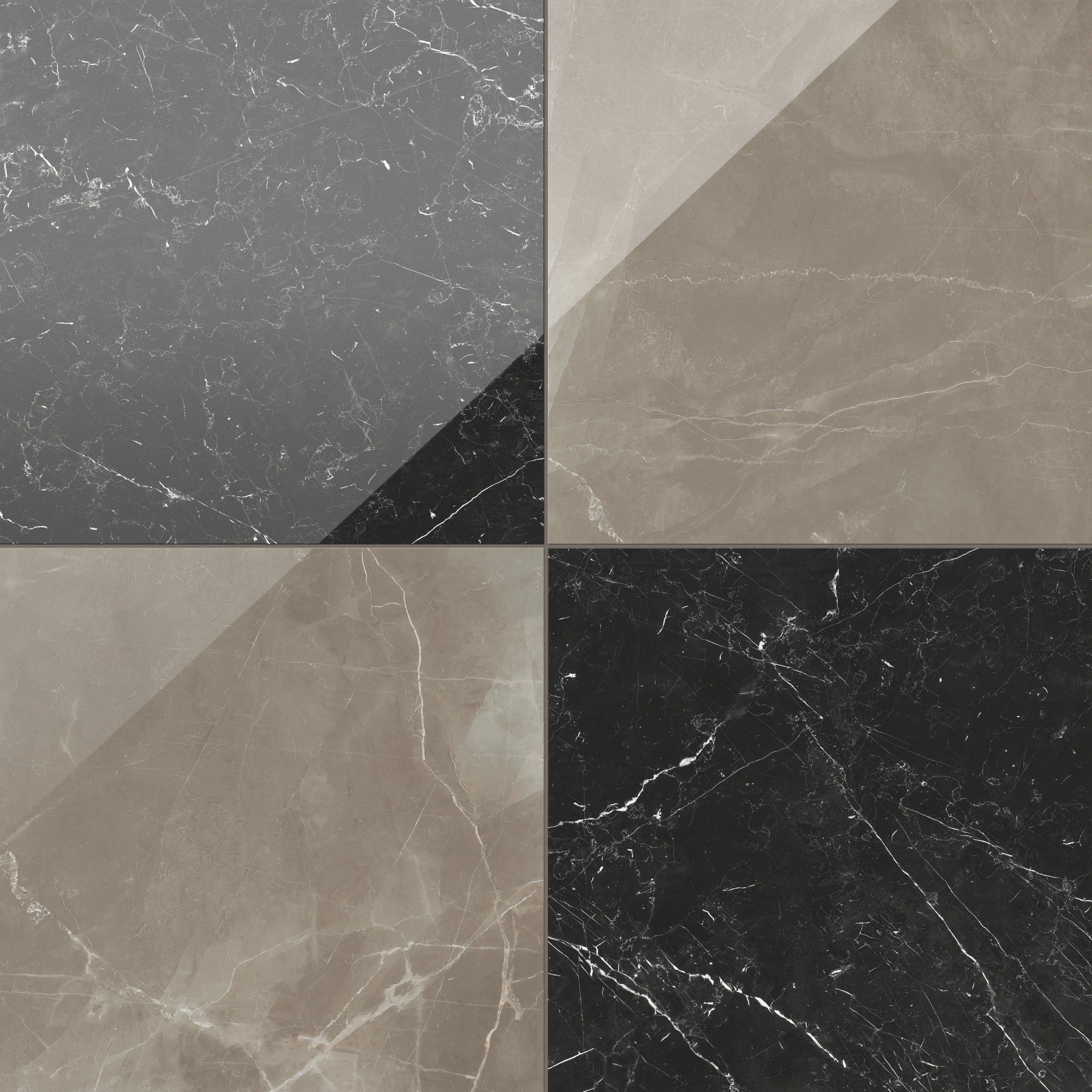 Leona 24 x 24 Checkerboard Polished Porcelain Tile in Amani Bronze and Nero Marquina