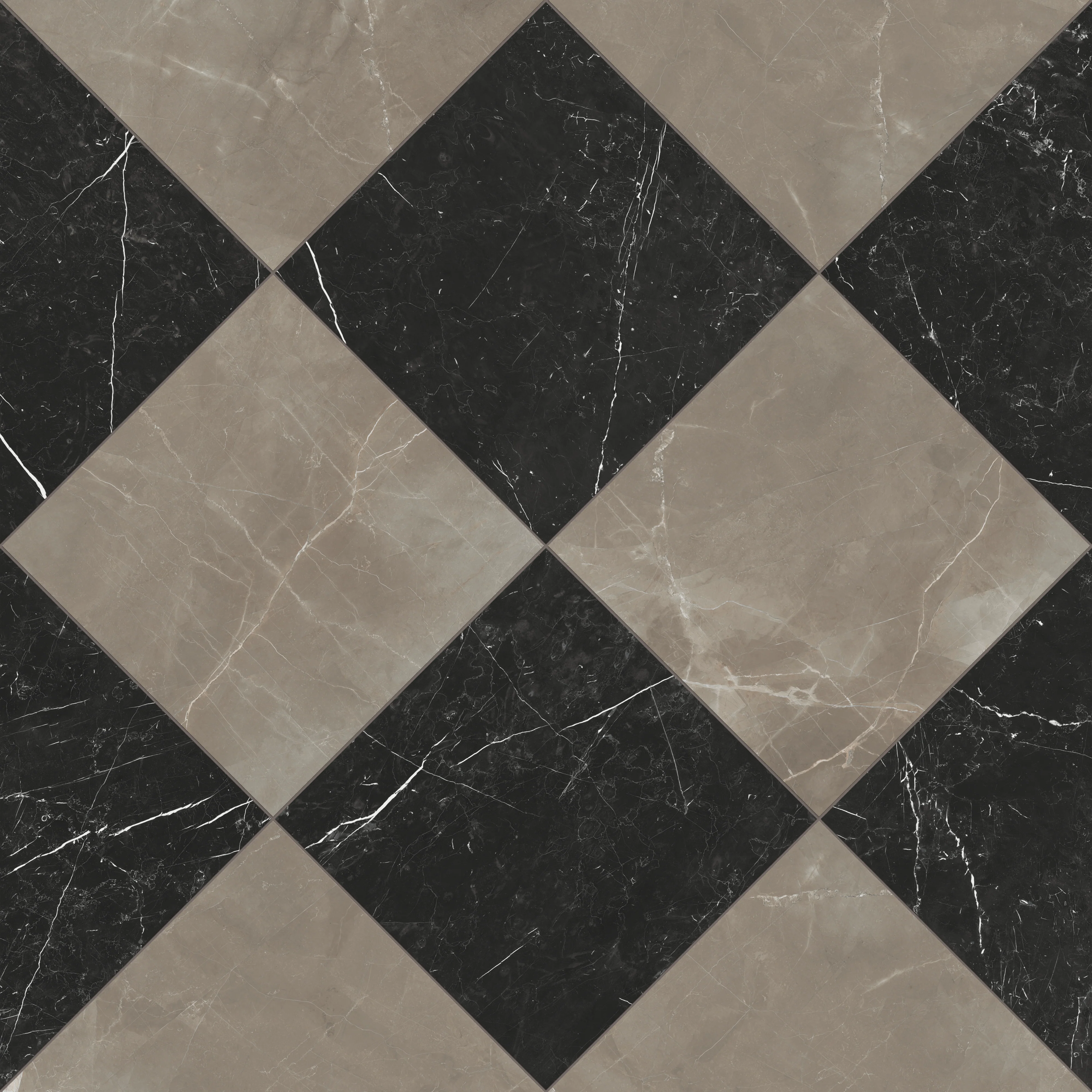Leona 24 x 24 Checkerboard Polished Porcelain Tile in Amani Bronze and Nero Marquina - Image 4