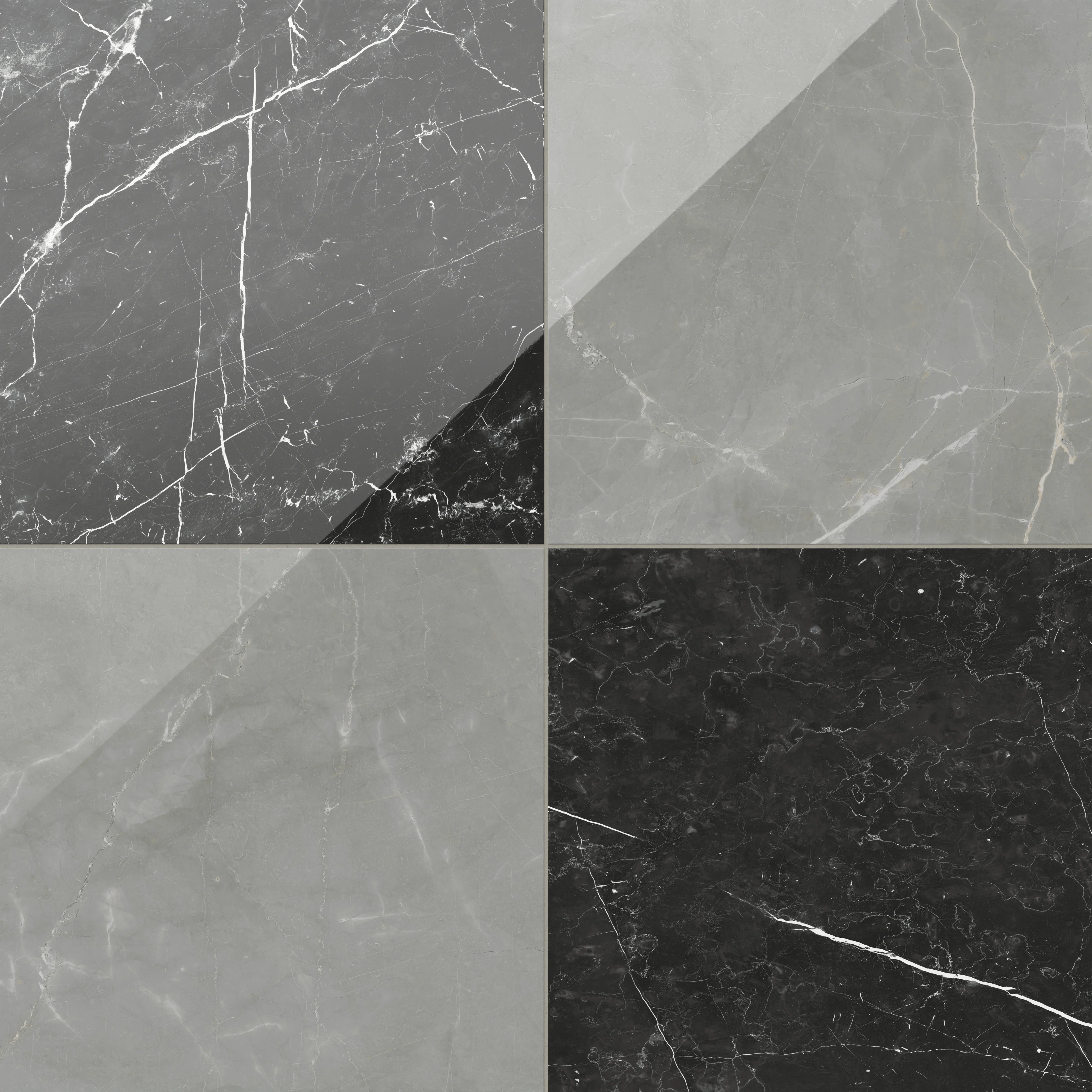 Leona 24 x 24 Checkerboard Polished Porcelain Tile in Amani Grey and Nero Marquina