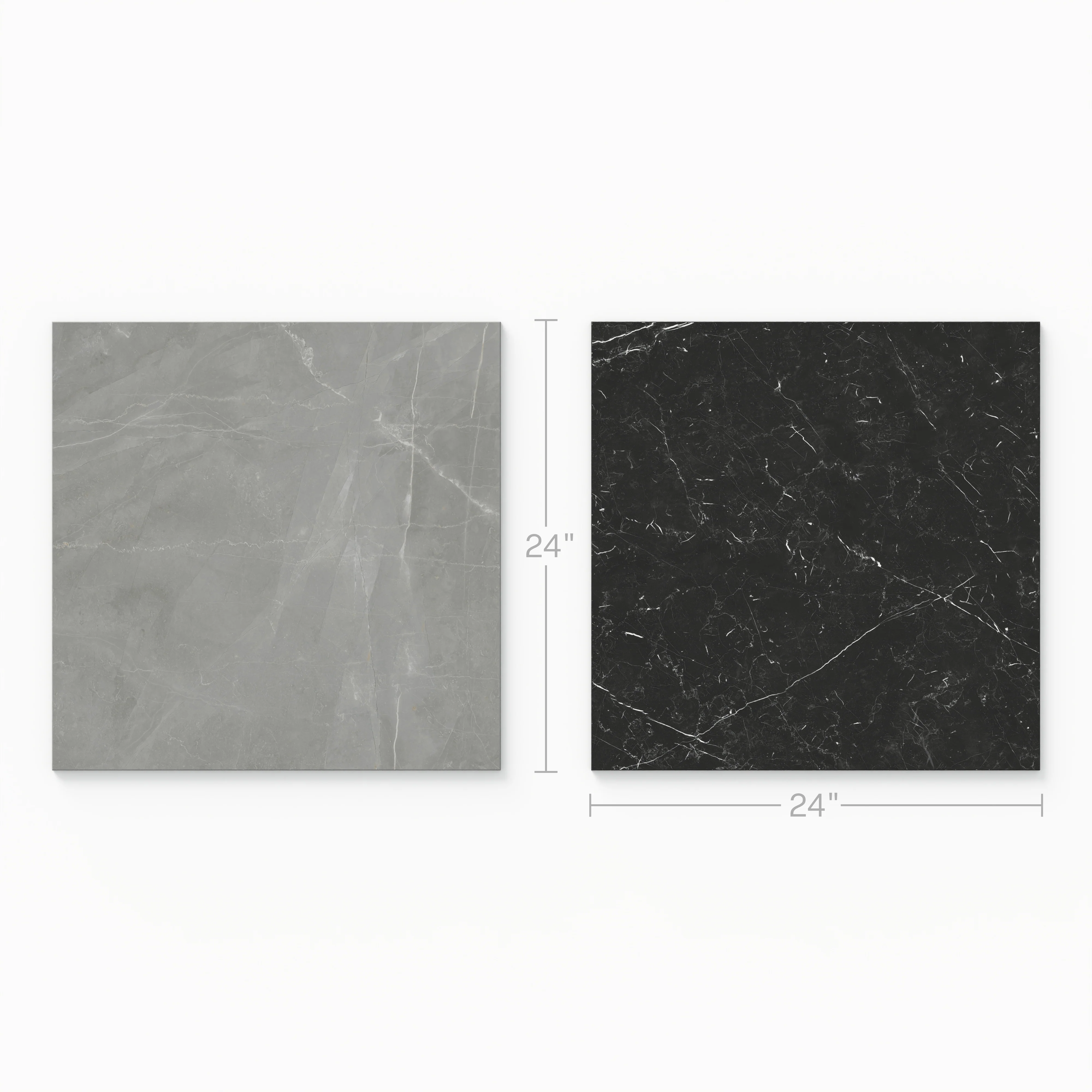 Leona 24 x 24 Checkerboard Polished Porcelain Tile in Amani Grey and Nero Marquina - Image 2