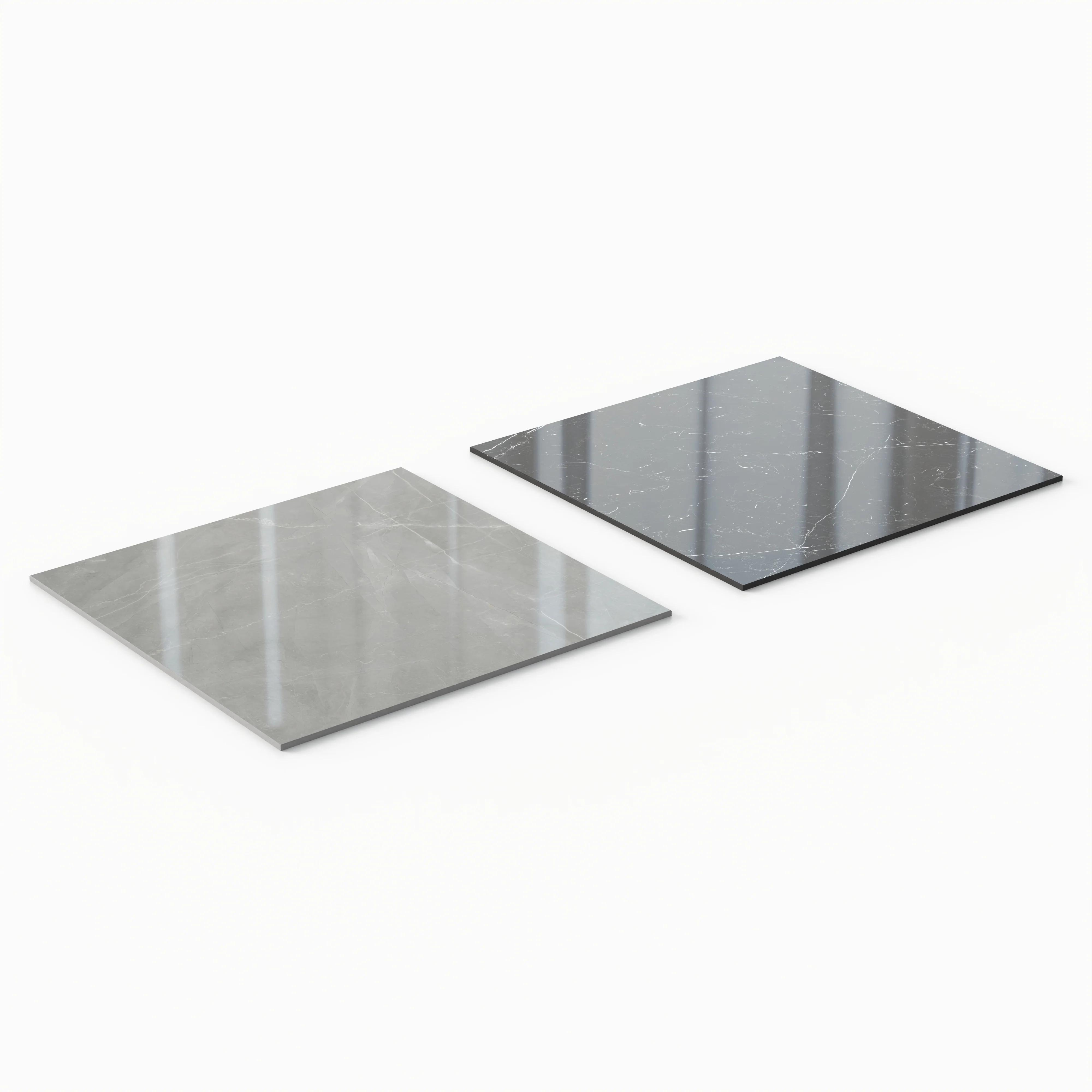 Leona 24 x 24 Checkerboard Polished Porcelain Tile in Amani Grey and Nero Marquina - Image 3