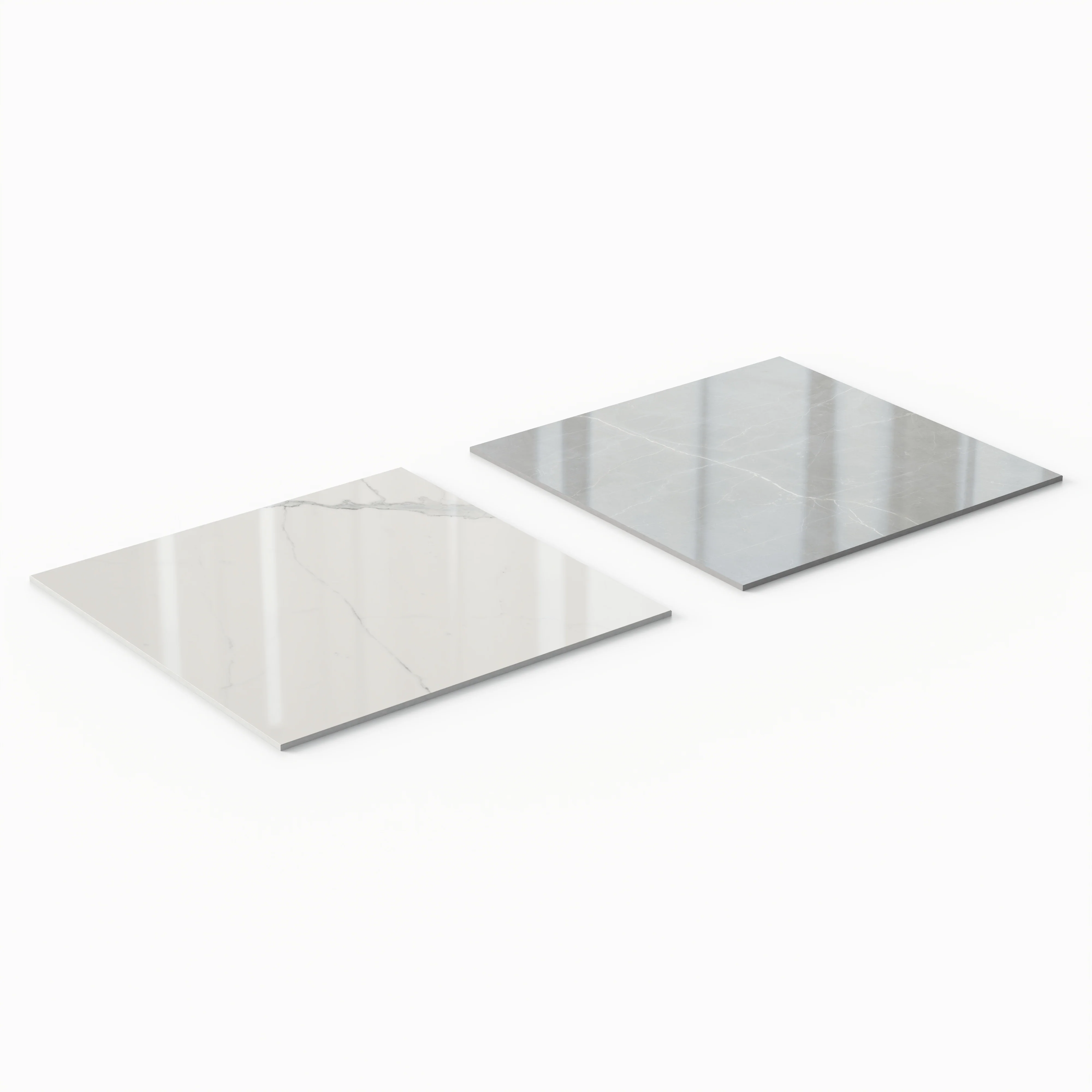 Leona 24 x 24 Checkerboard Polished Porcelain Tile in Calacatta and Amani Grey - Image 3