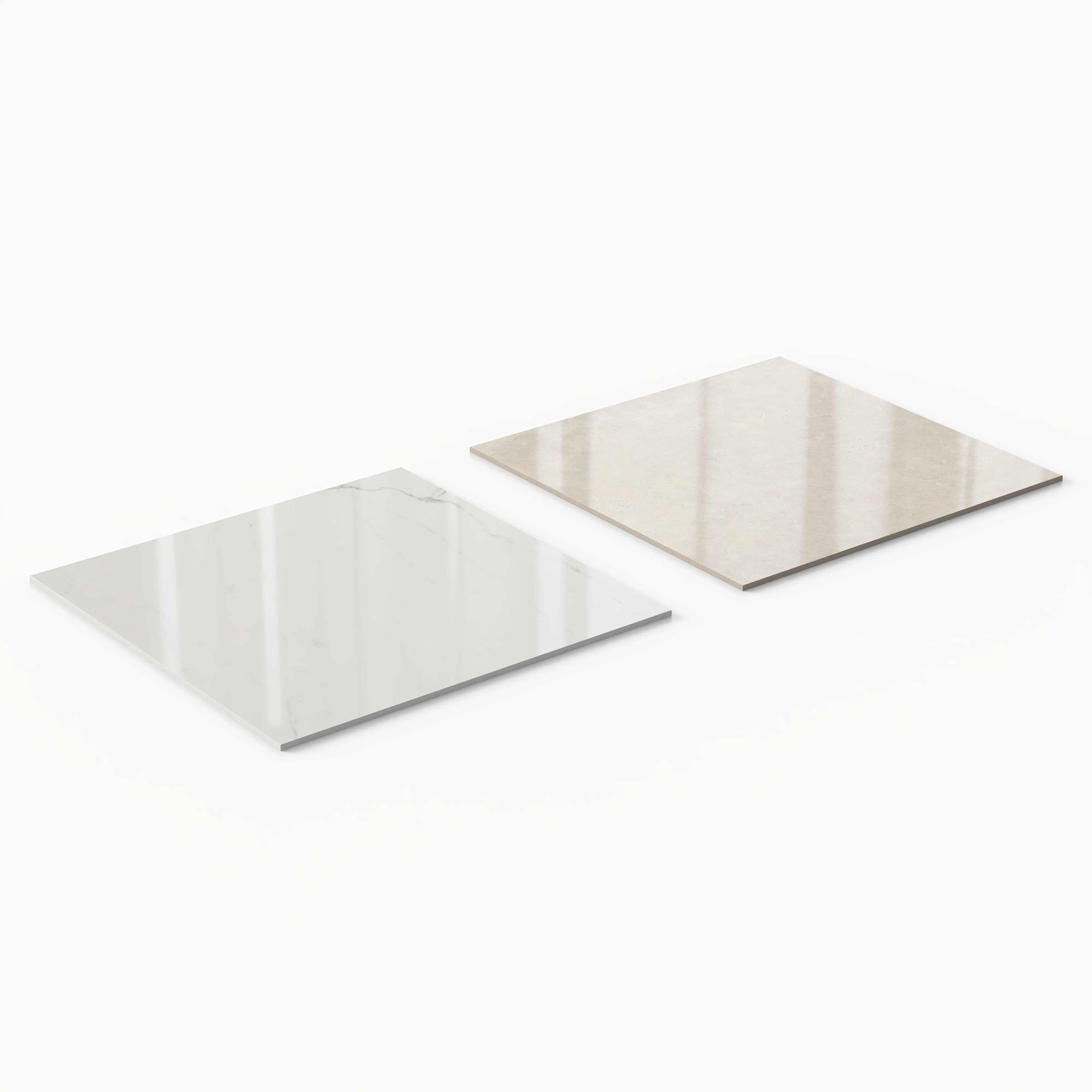 Leona 24 x 24 Checkerboard Polished Porcelain Tile in Calacatta and Marfil - Image 4