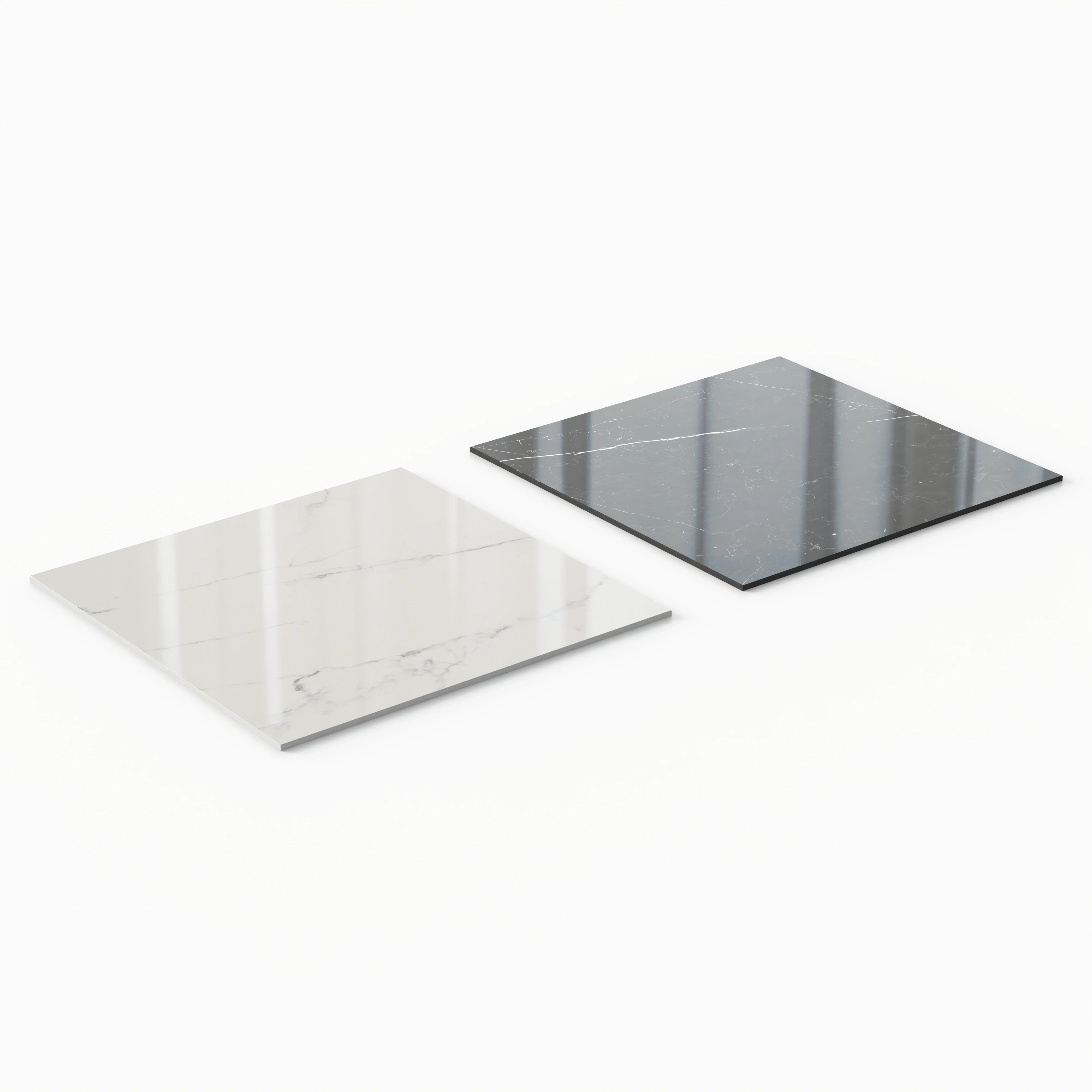 Leona 24 x 24 Checkerboard Polished Porcelain Tile in Calacatta and Nero Marquina - Image 4
