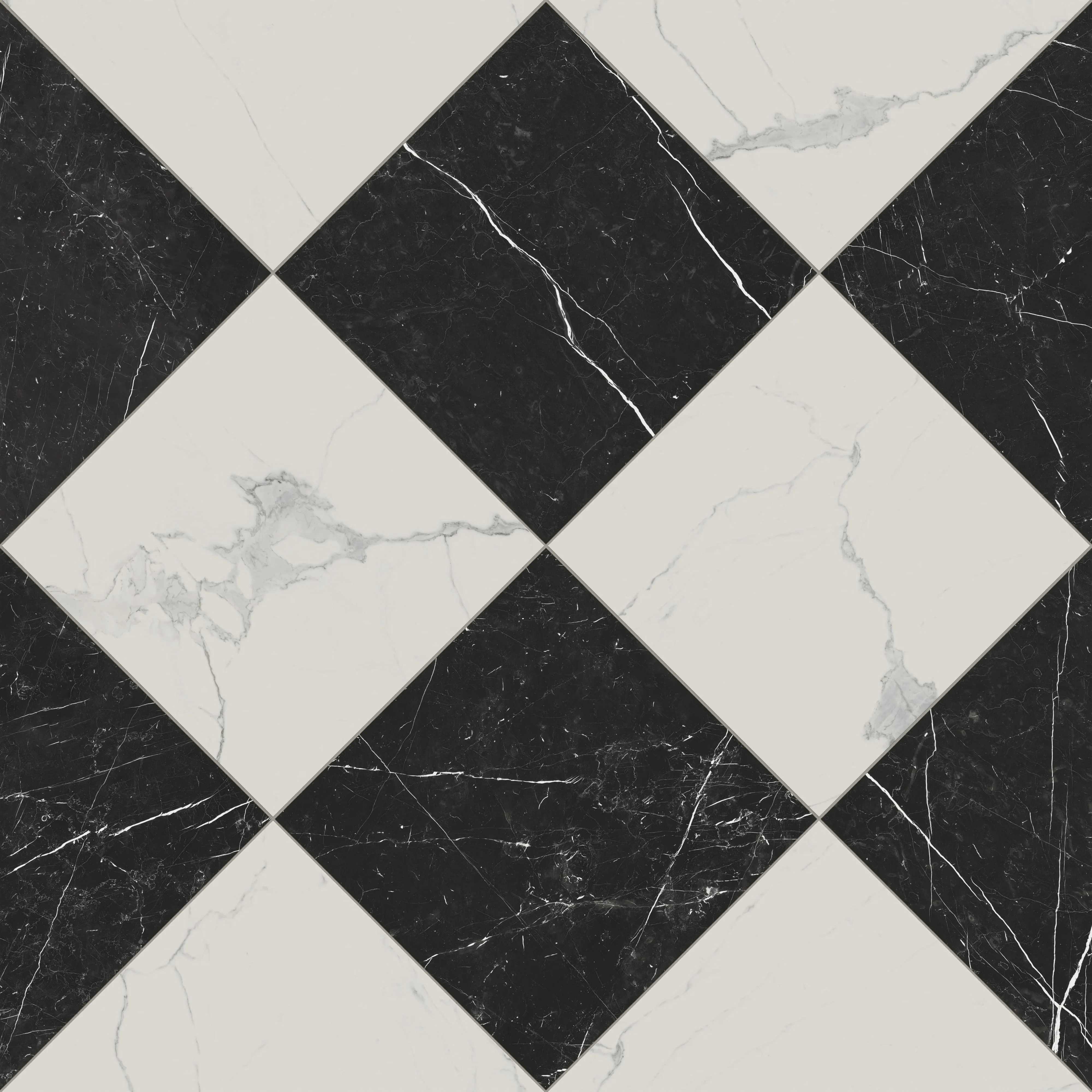 Leona 24 x 24 Checkerboard Polished Porcelain Tile in Calacatta and Nero Marquina - Image 5