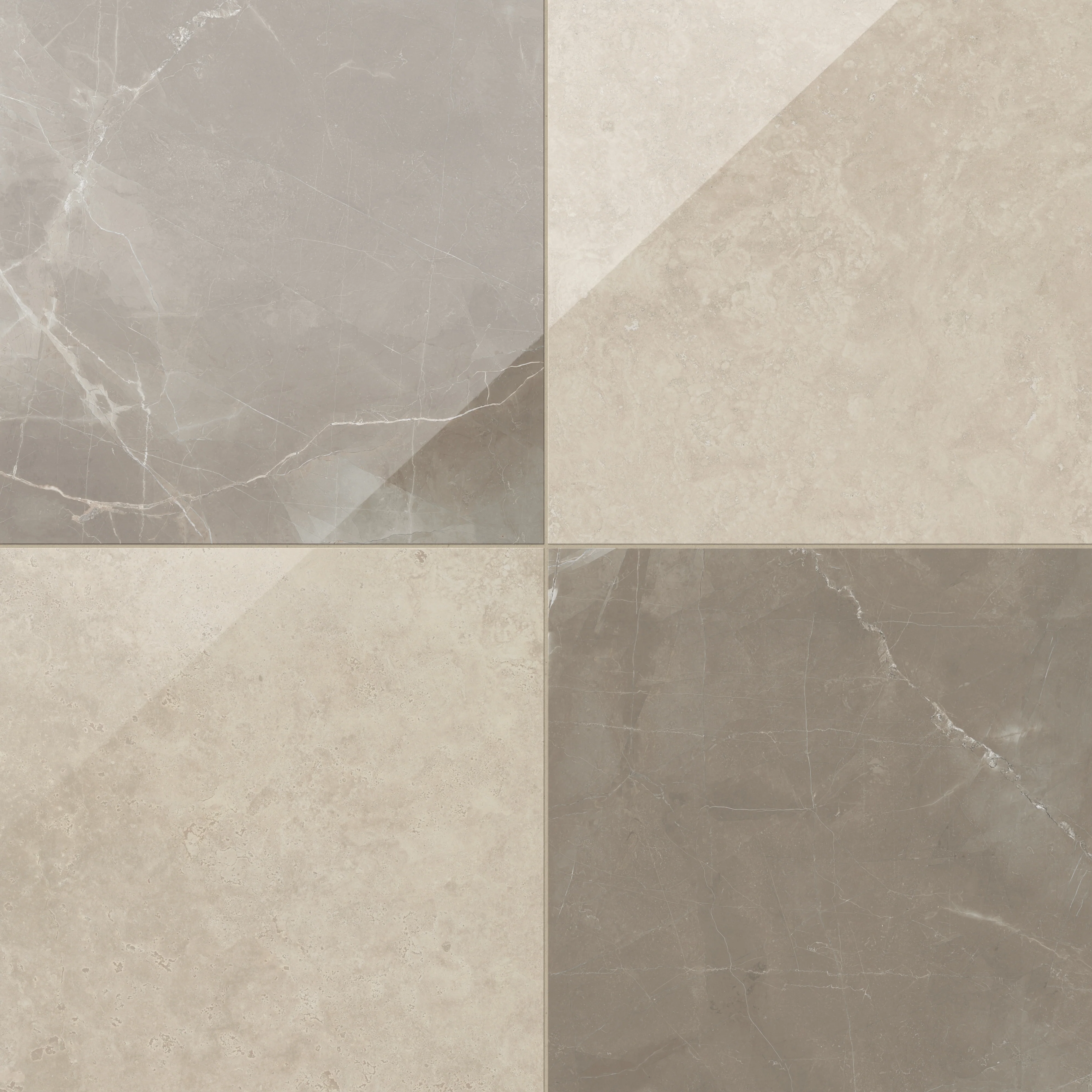 Leona 24 x 24 Checkerboard Polished Porcelain Tile in Marfil and Amani Bronze