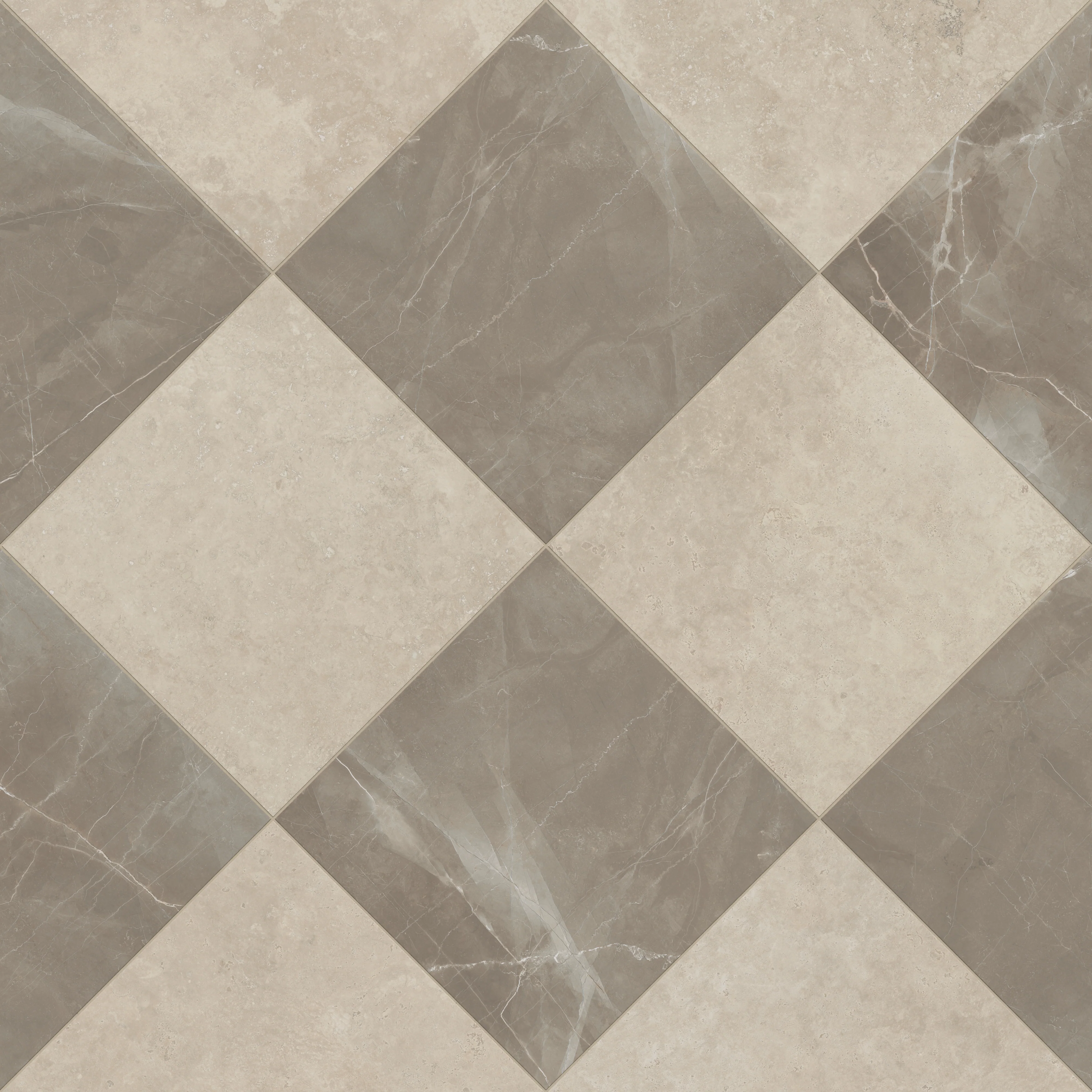 Leona 24 x 24 Checkerboard Polished Porcelain Tile in Marfil and Amani Bronze - Image 5