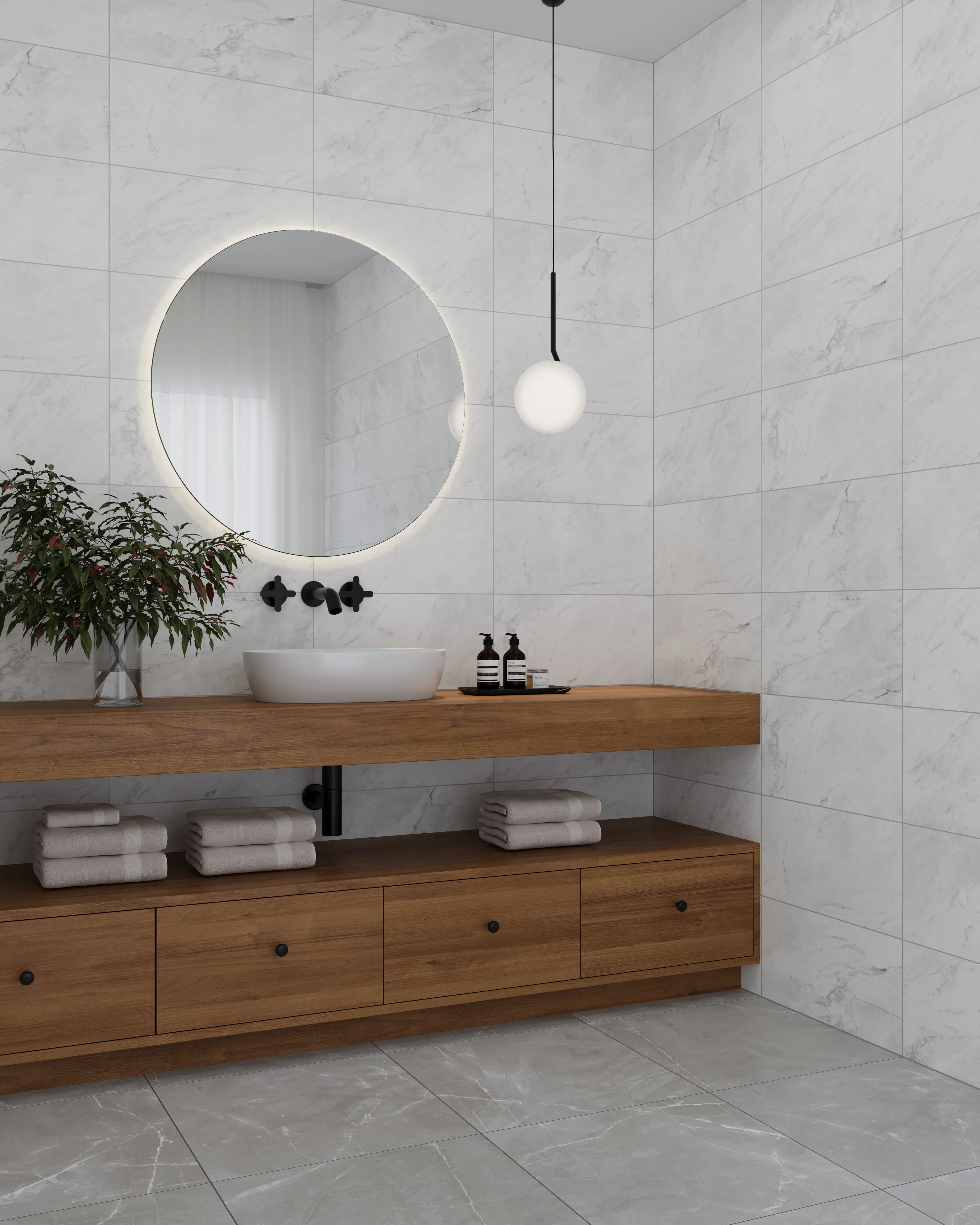 Leona 24 x 24 Matte Porcelain Tile in Amani Grey - Image 11