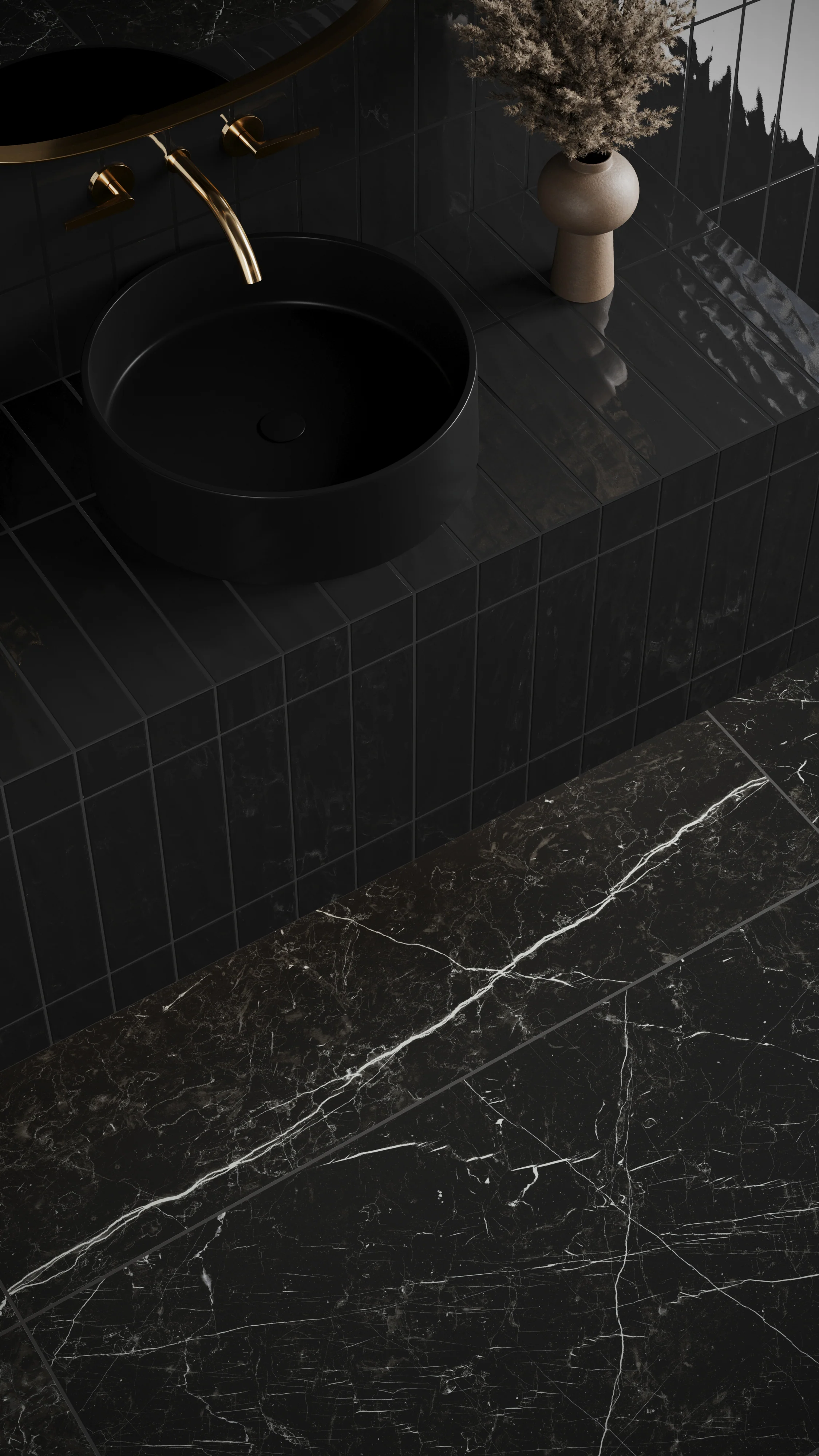 Leona 24 x 48 Matte Porcelain Tile in Nero Marquina - Image 10