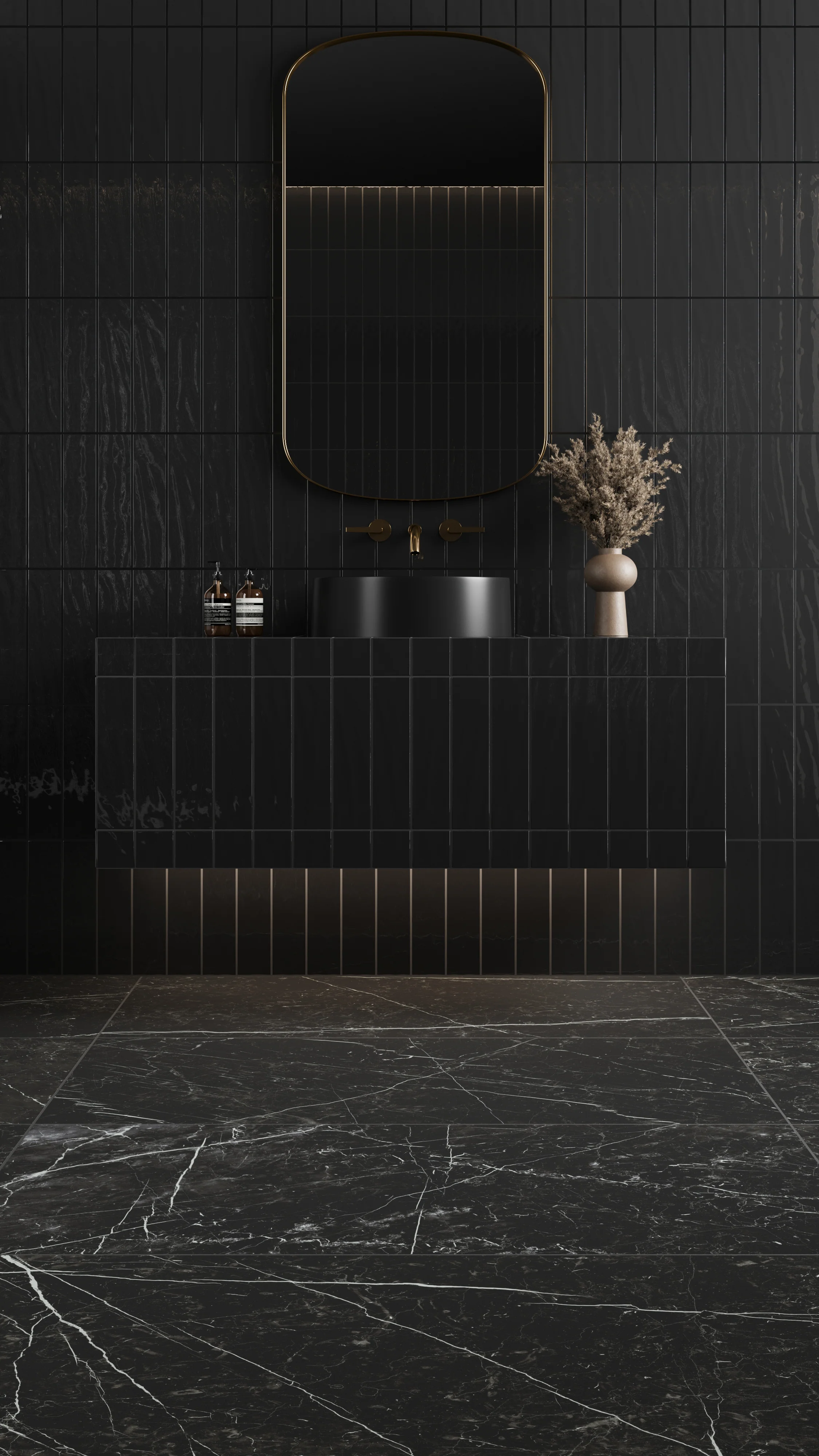 Leona 24 x 48 Matte Porcelain Tile in Nero Marquina - Image 2