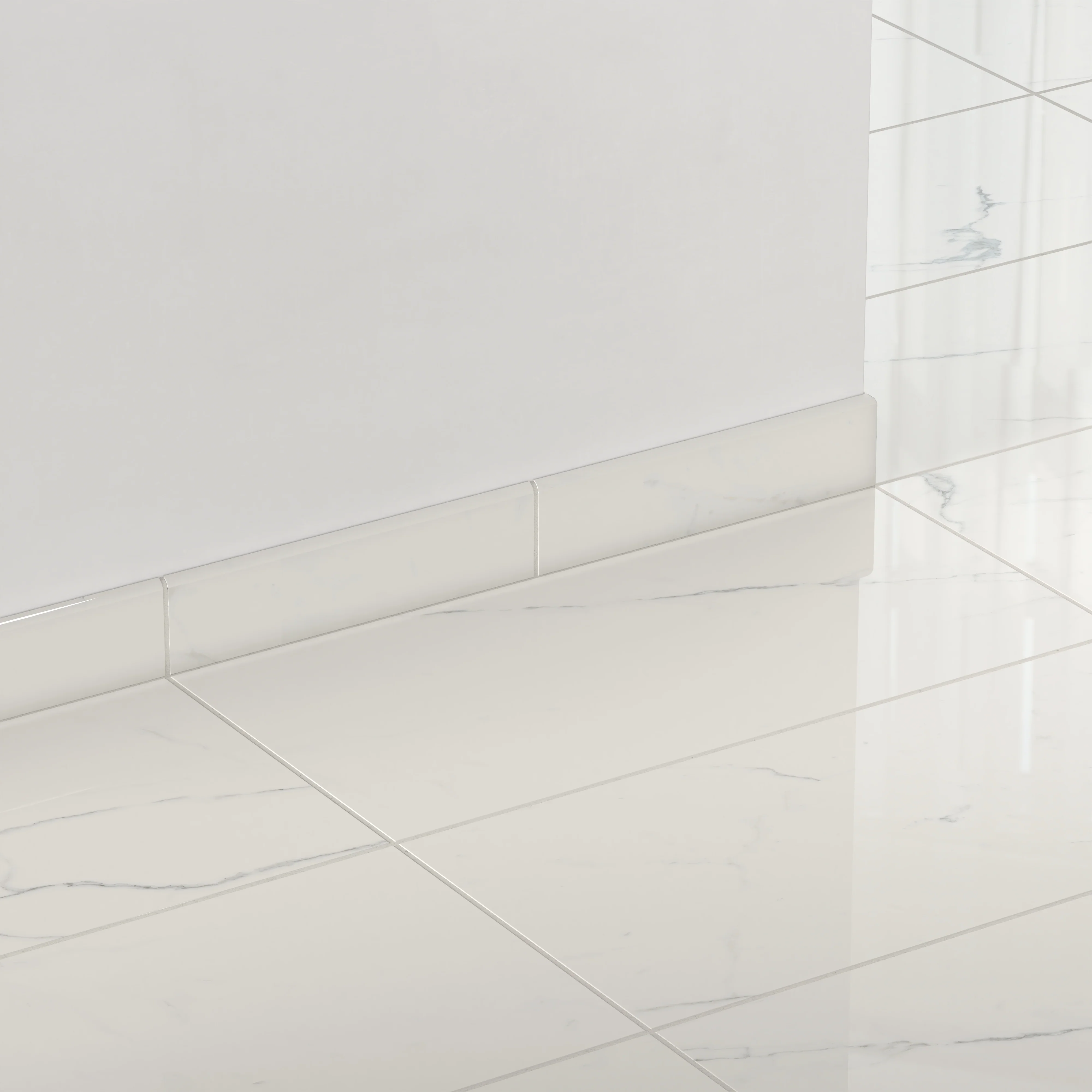 Leona 3 x 12 Polished Porcelain Bullnose Tile in Calacatta - Image 3