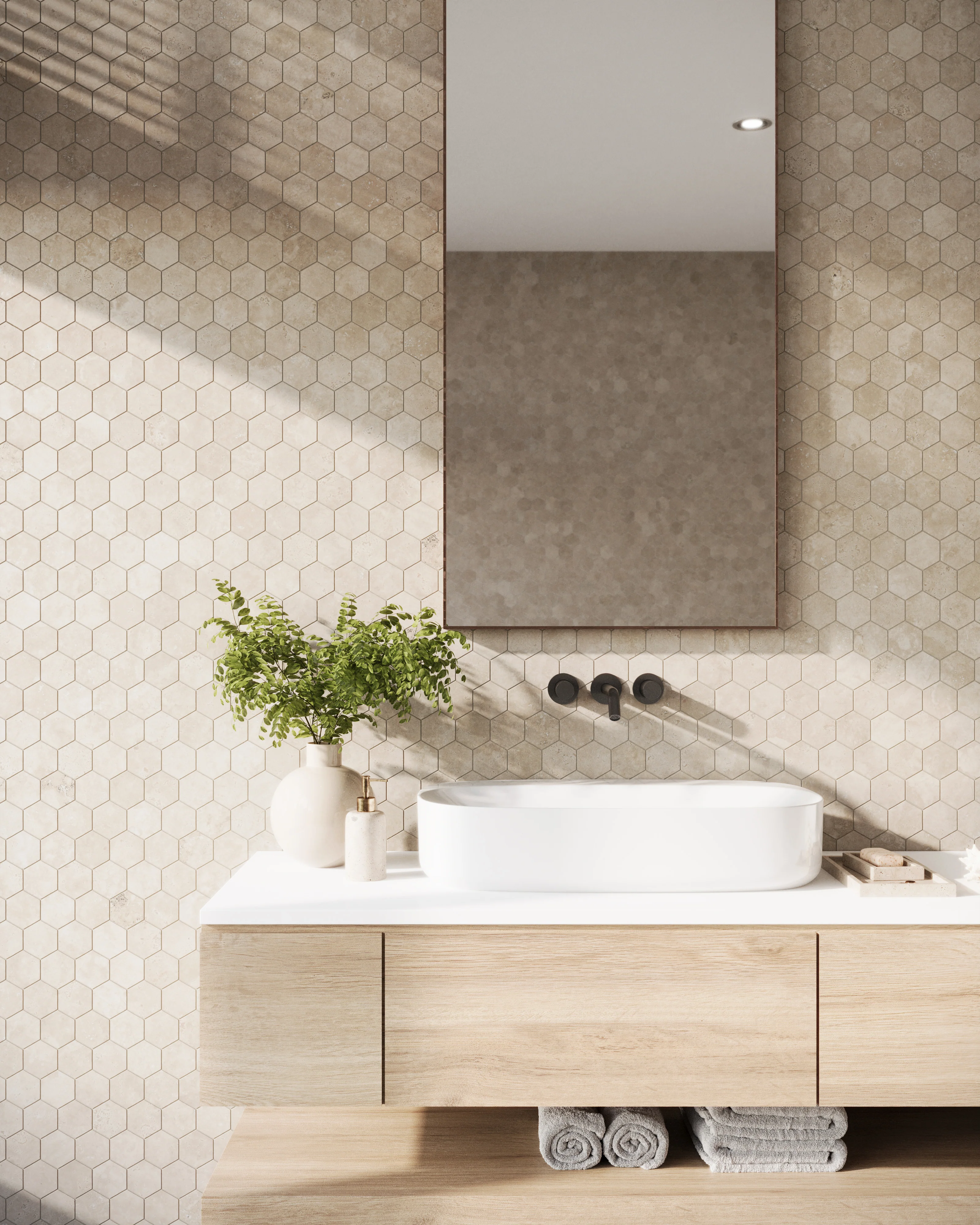 Leona 3 x 3 Matte Porcelain Hexagon Mosaic Tile in Marfil - Image 7