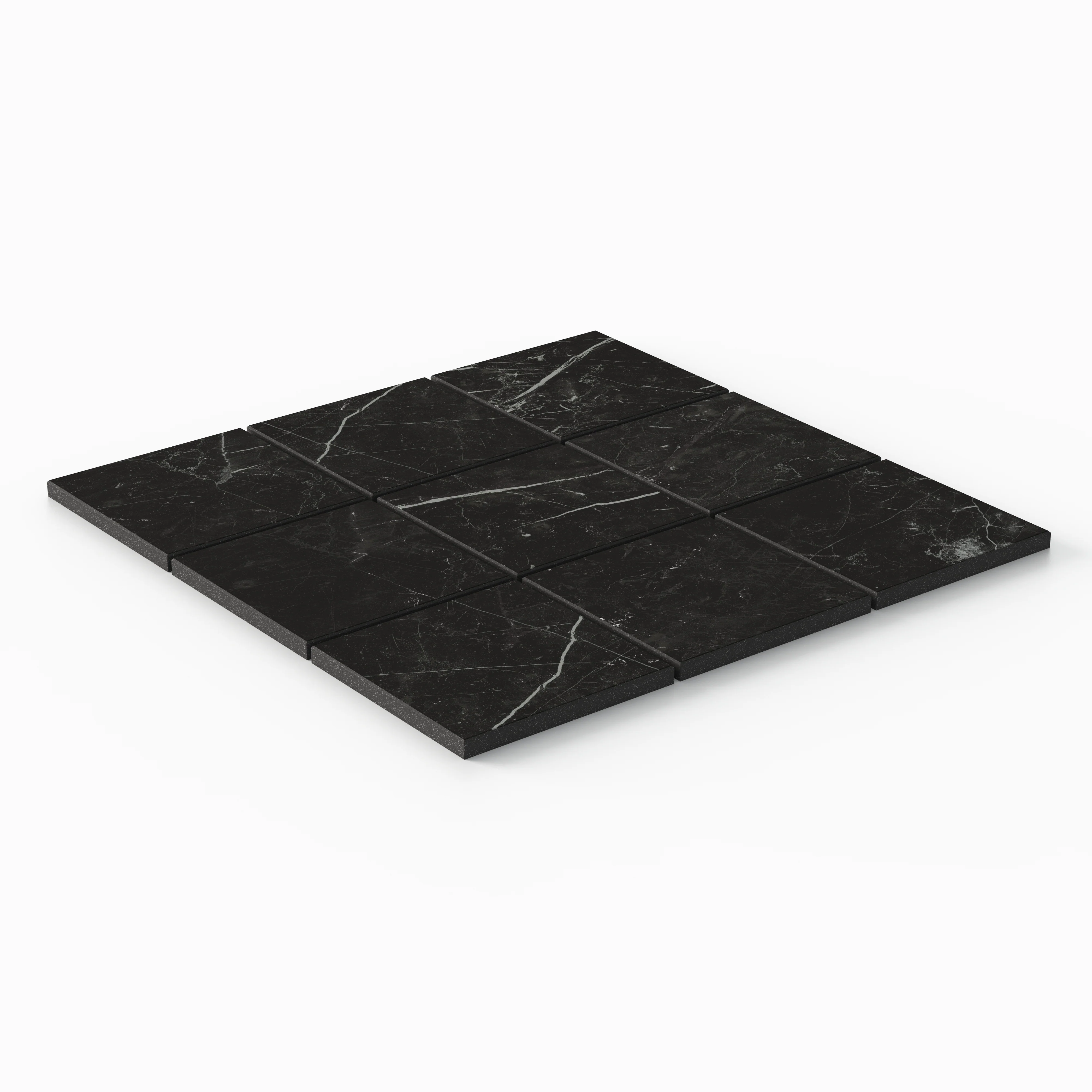 Leona 4 x 4 Matte Porcelain Mosaic Tile in Nero Marquina - Image 3