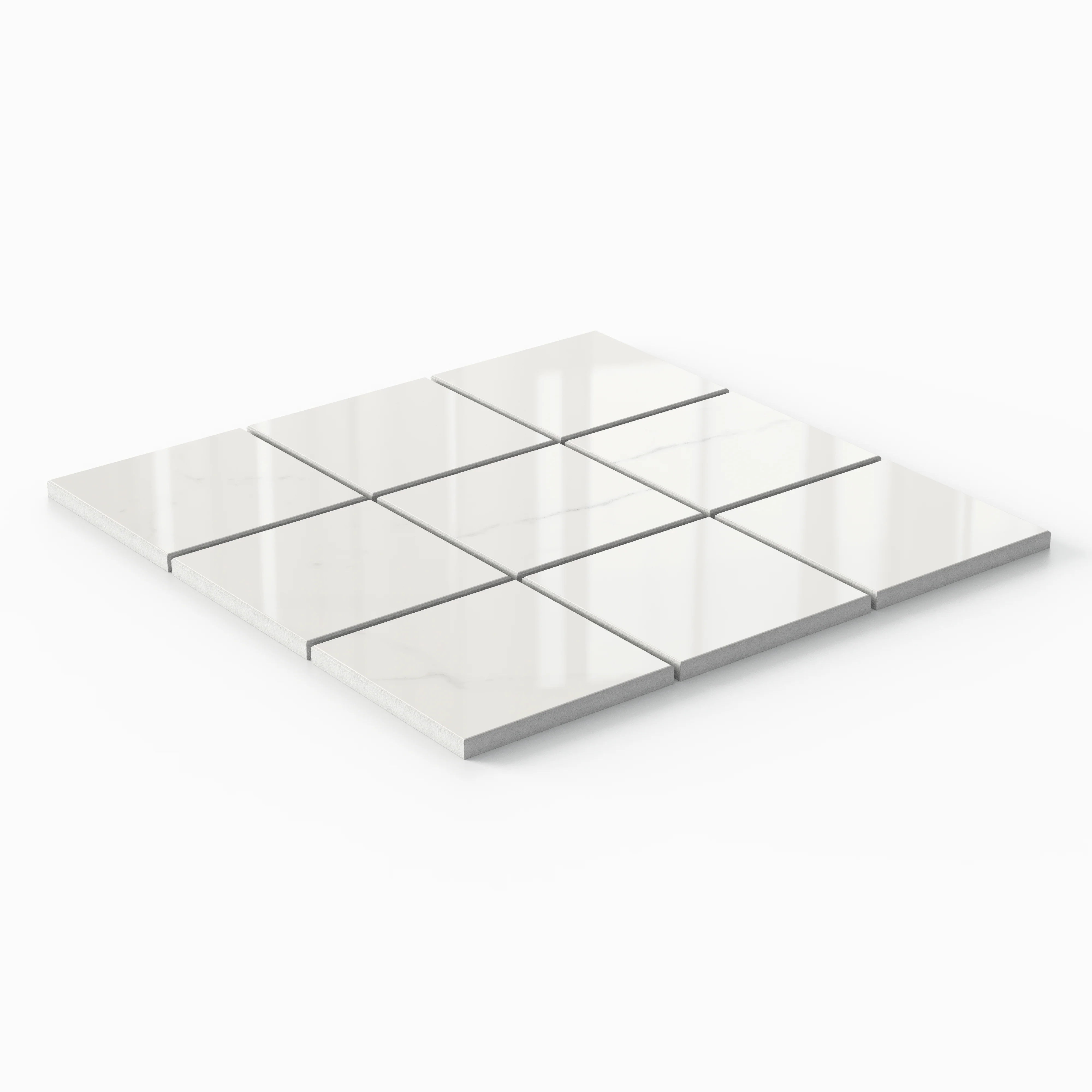 Leona 4 x 4 Polished Porcelain Mosaic Tile in Calacatta - Image 3