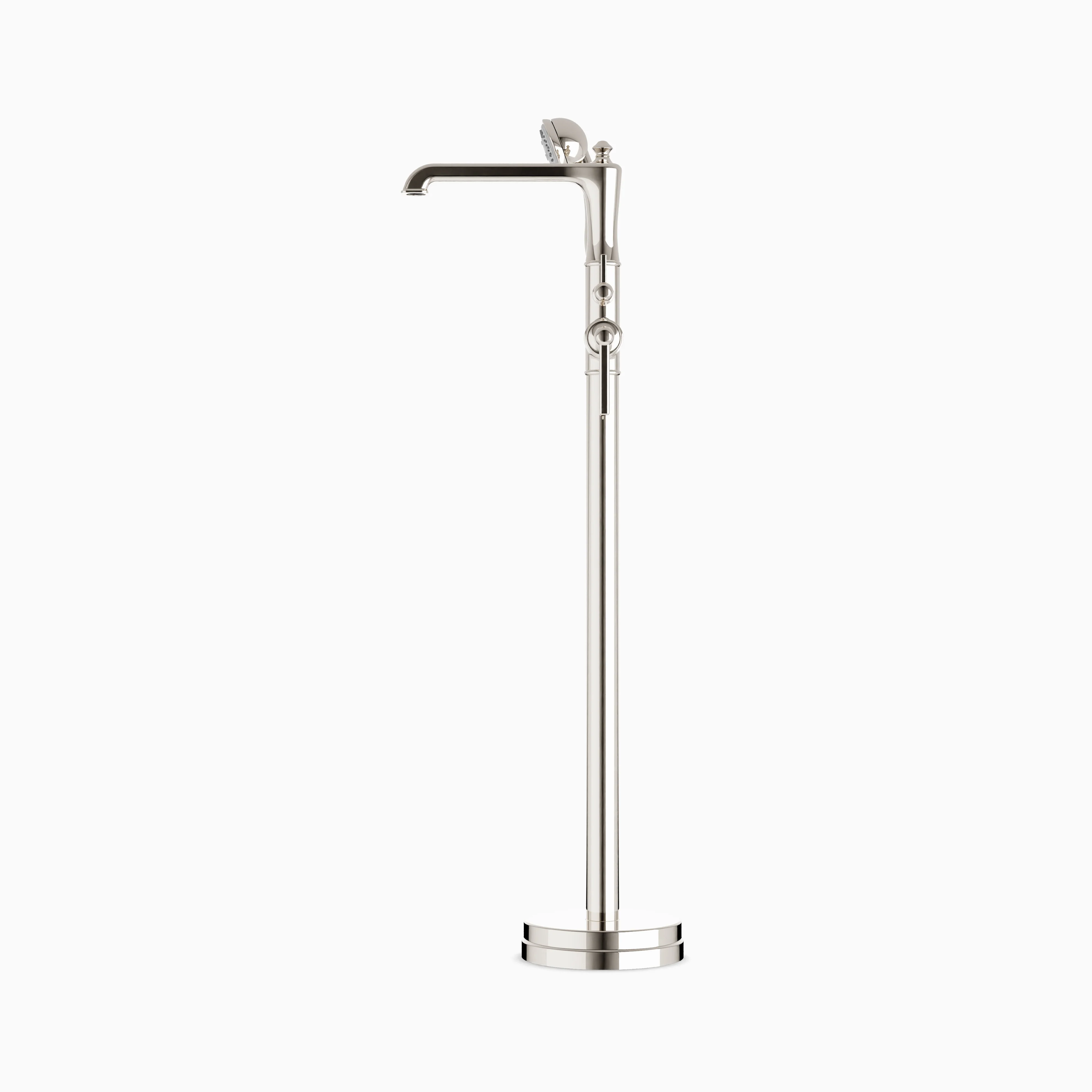 Linden Floor Mount Tub Filler Trim Kit with Hand Shower in Polished Nickel - Image 3