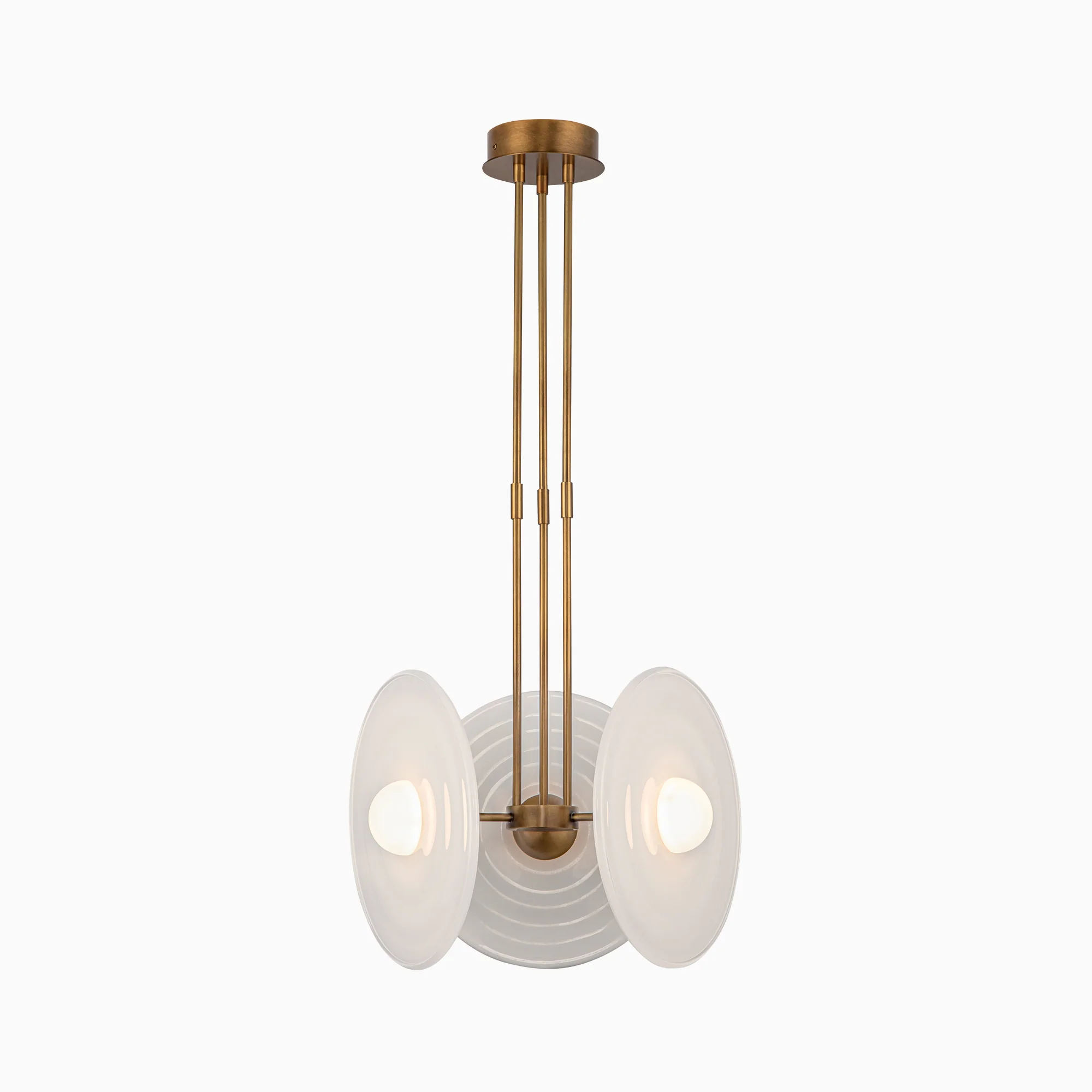 Lumira 18" LED Pendant in Vintage Brass/Glossy Opal