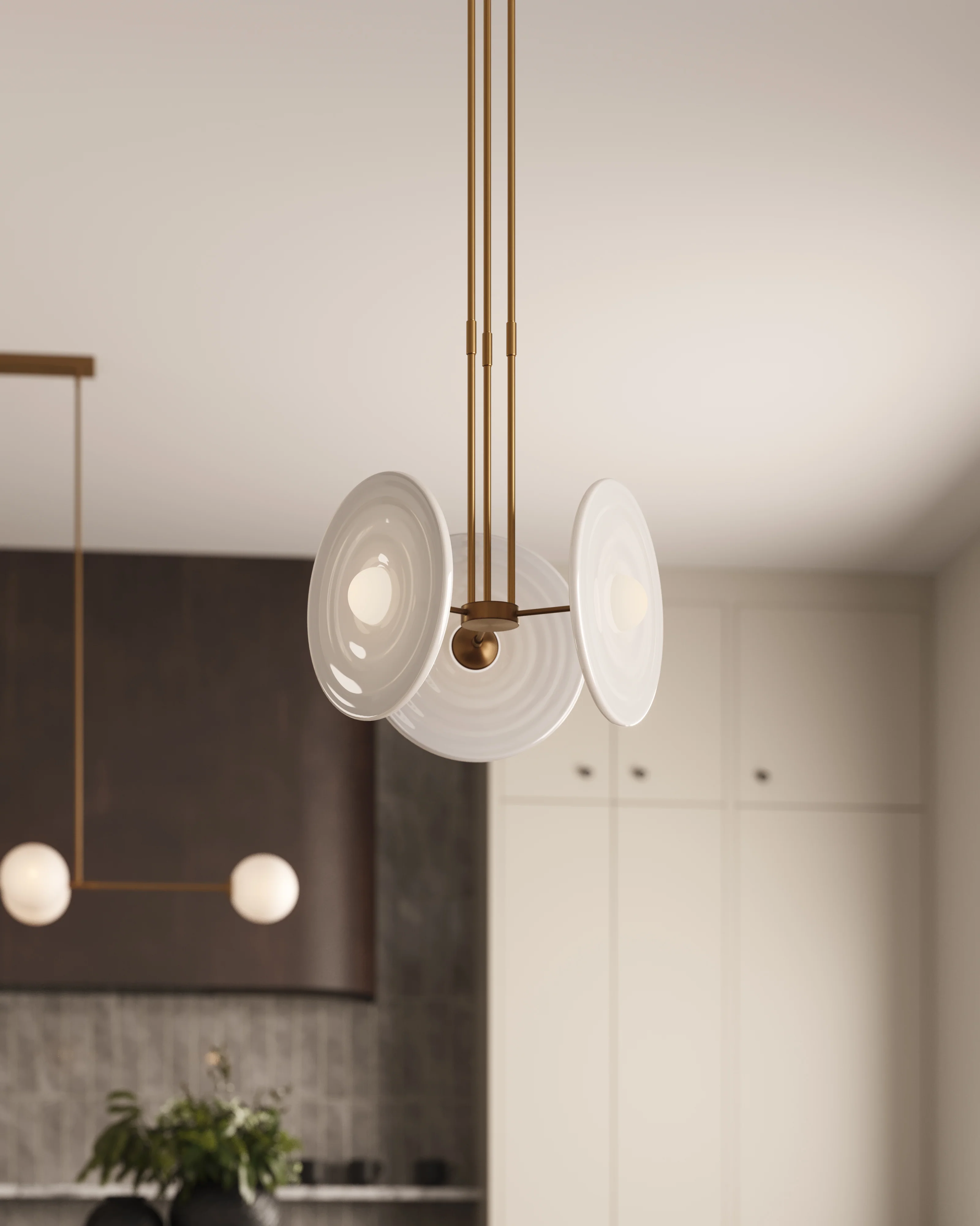 Lumira 18" LED Pendant in Vintage Brass/Glossy Opal - Image 2