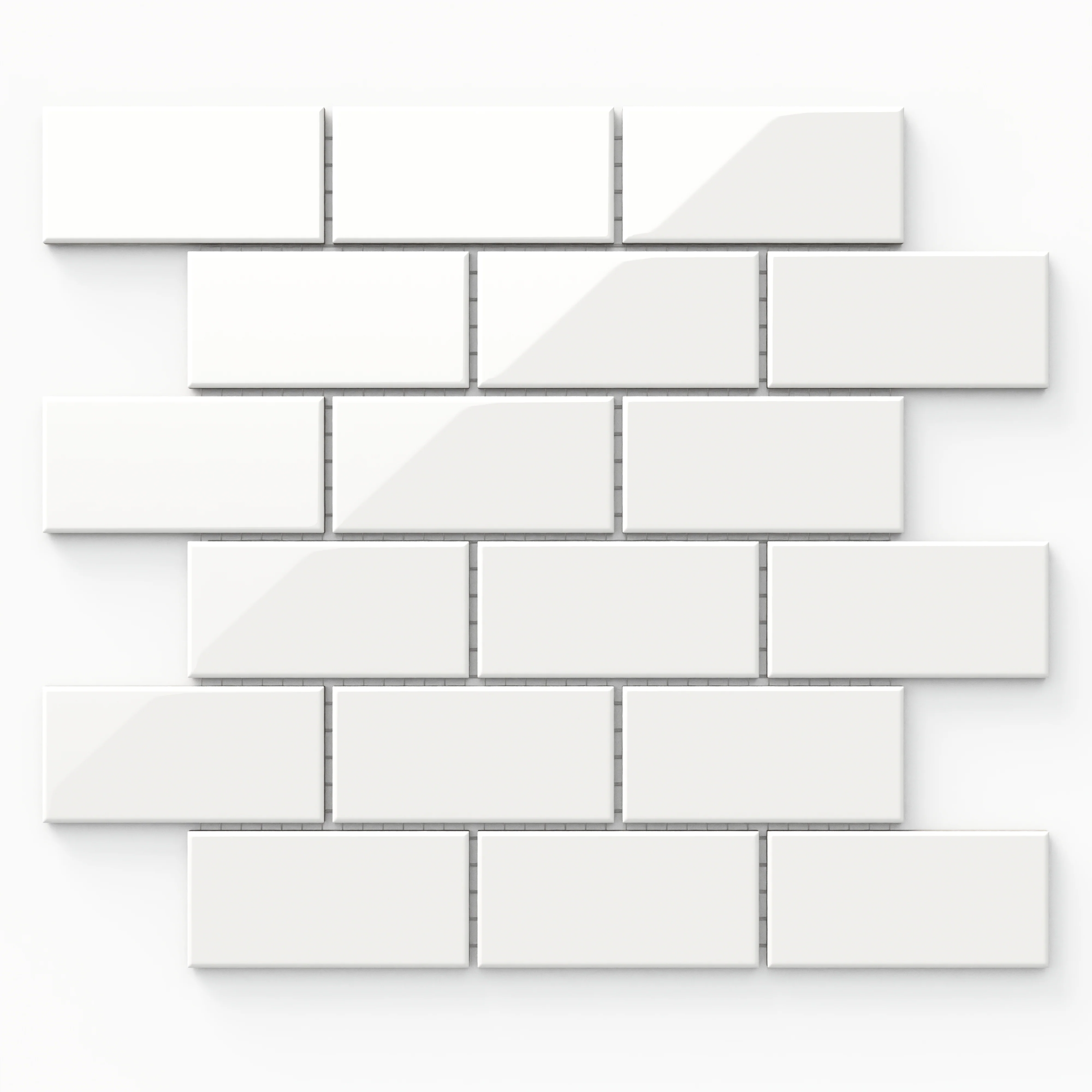 Mabel 12 x 12 Glossy Porcelain Brick Mosaic Tile in White
