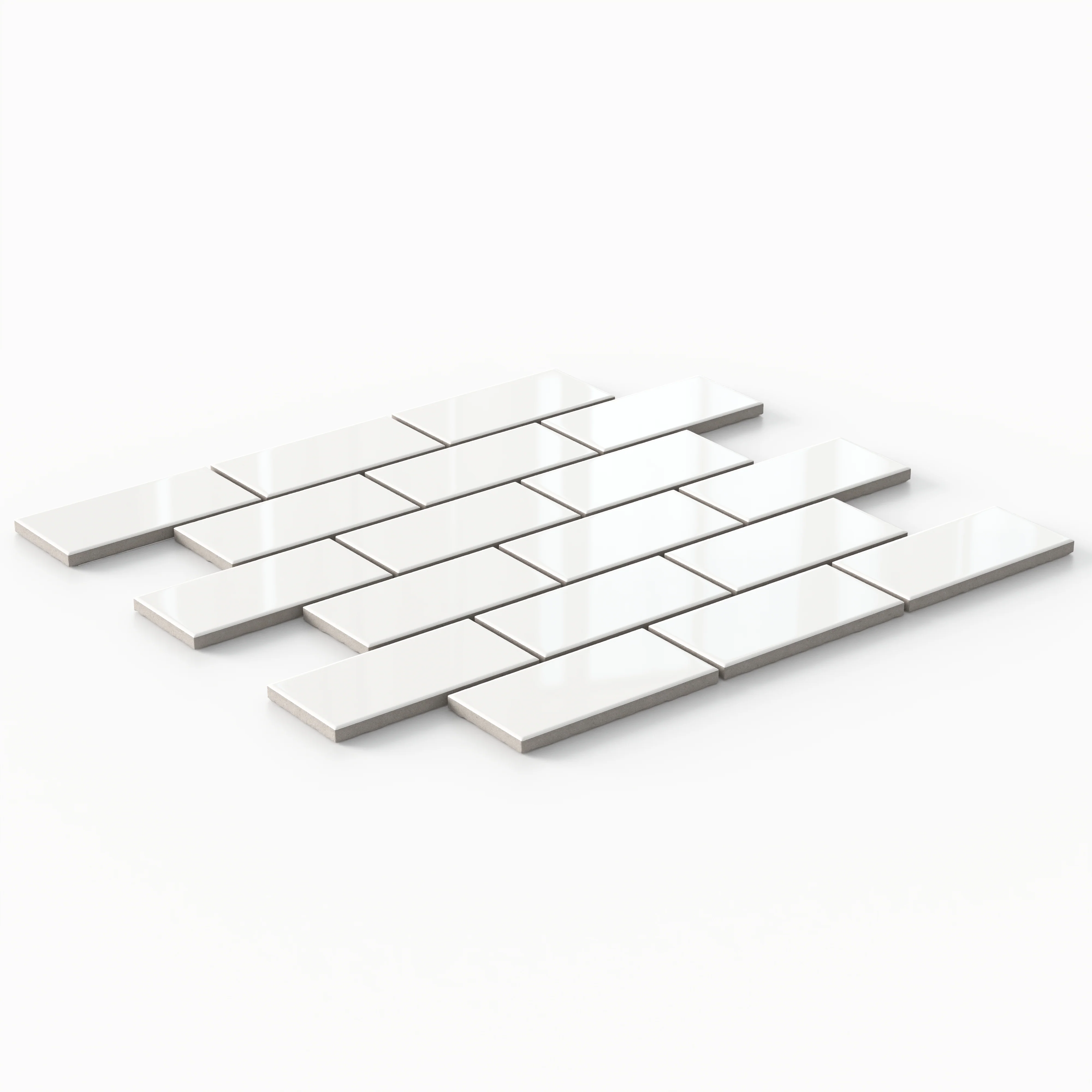 Mabel 12 x 12 Glossy Porcelain Brick Mosaic Tile in White - Image 2