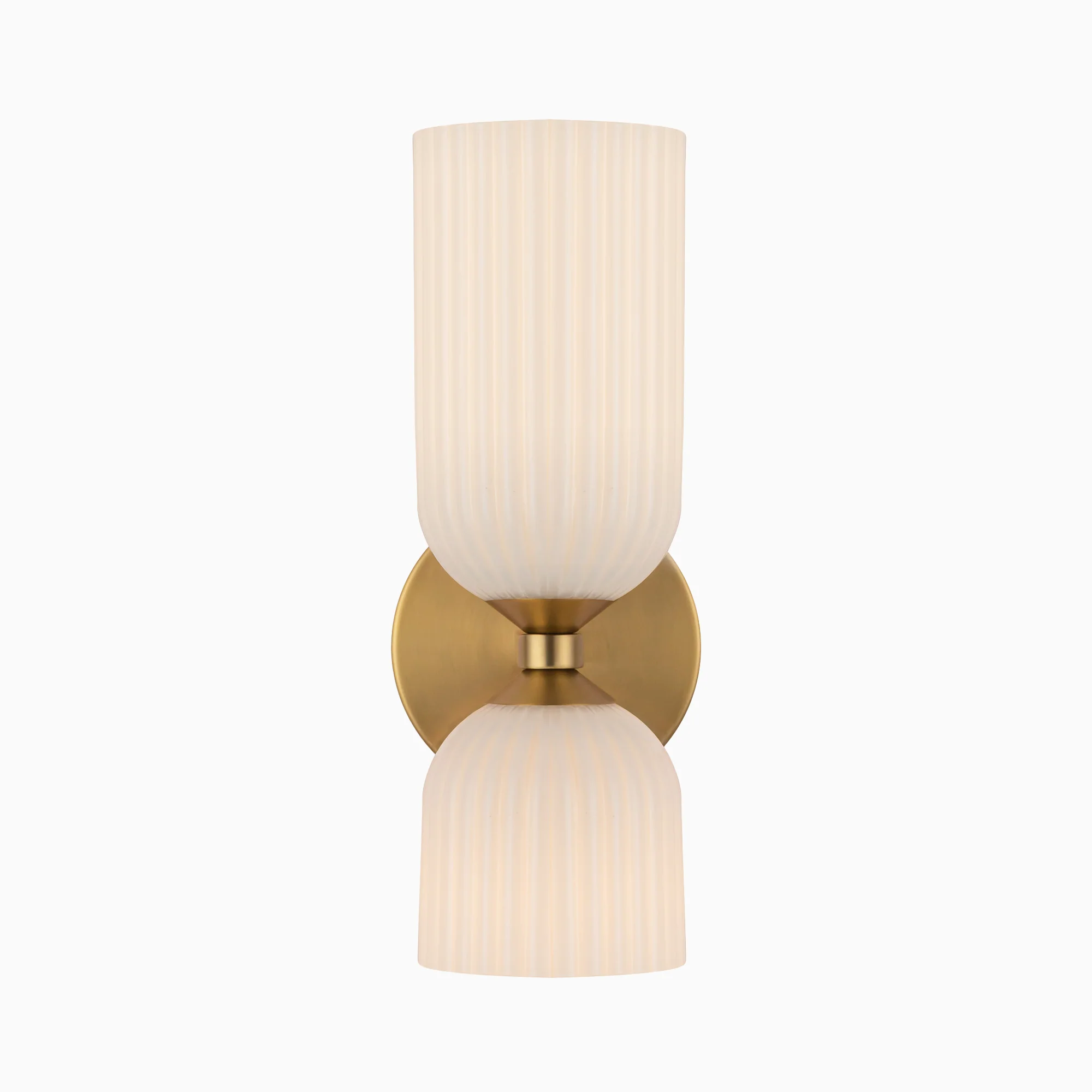 Madison 12" Socket Wall/Vanity Light in Brushed Gold and Glossy Ribbed Opal Glass - Image 4