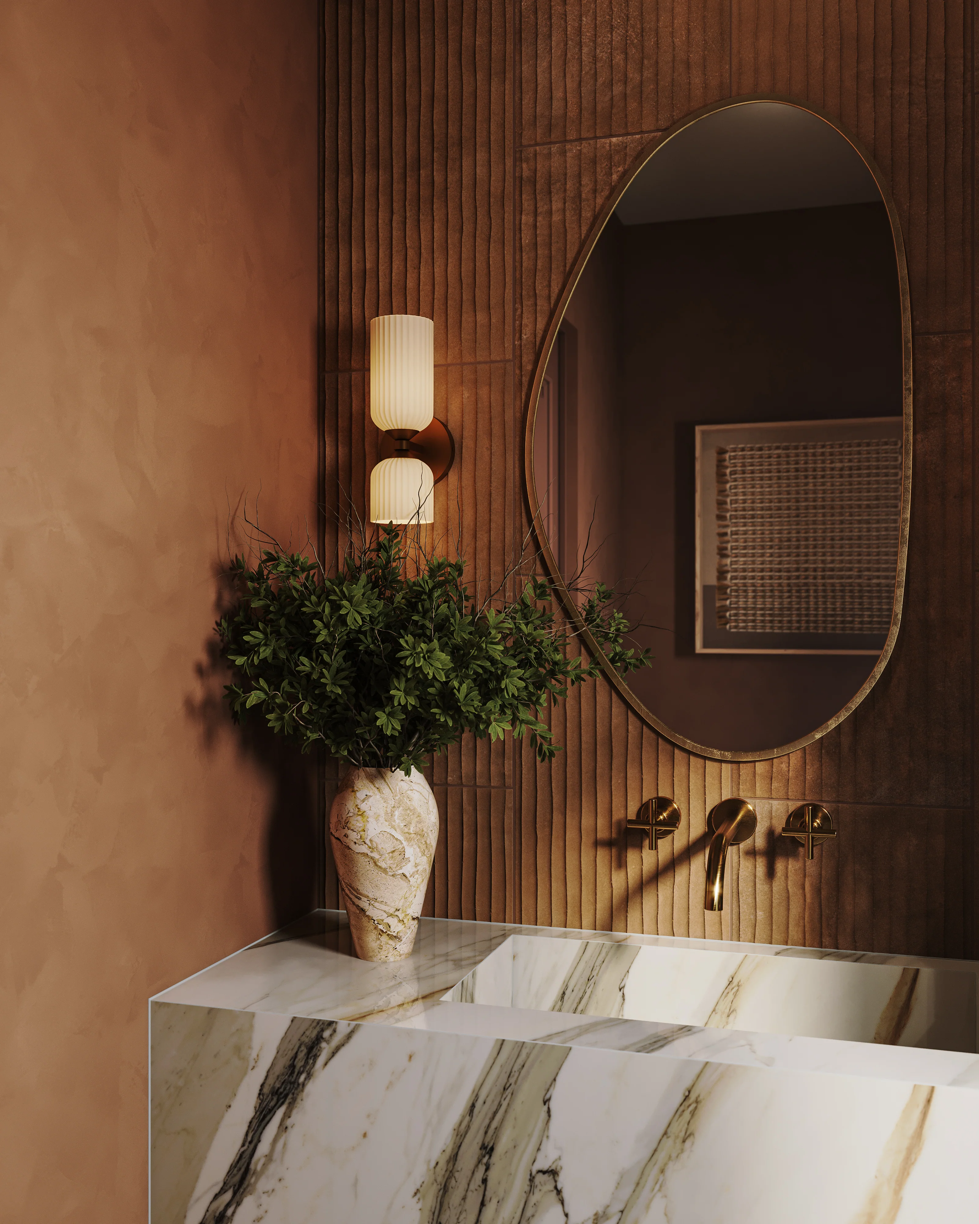 Madison 12" Socket Wall/Vanity Light in Brushed Gold and Glossy Ribbed Opal Glass - Image 7