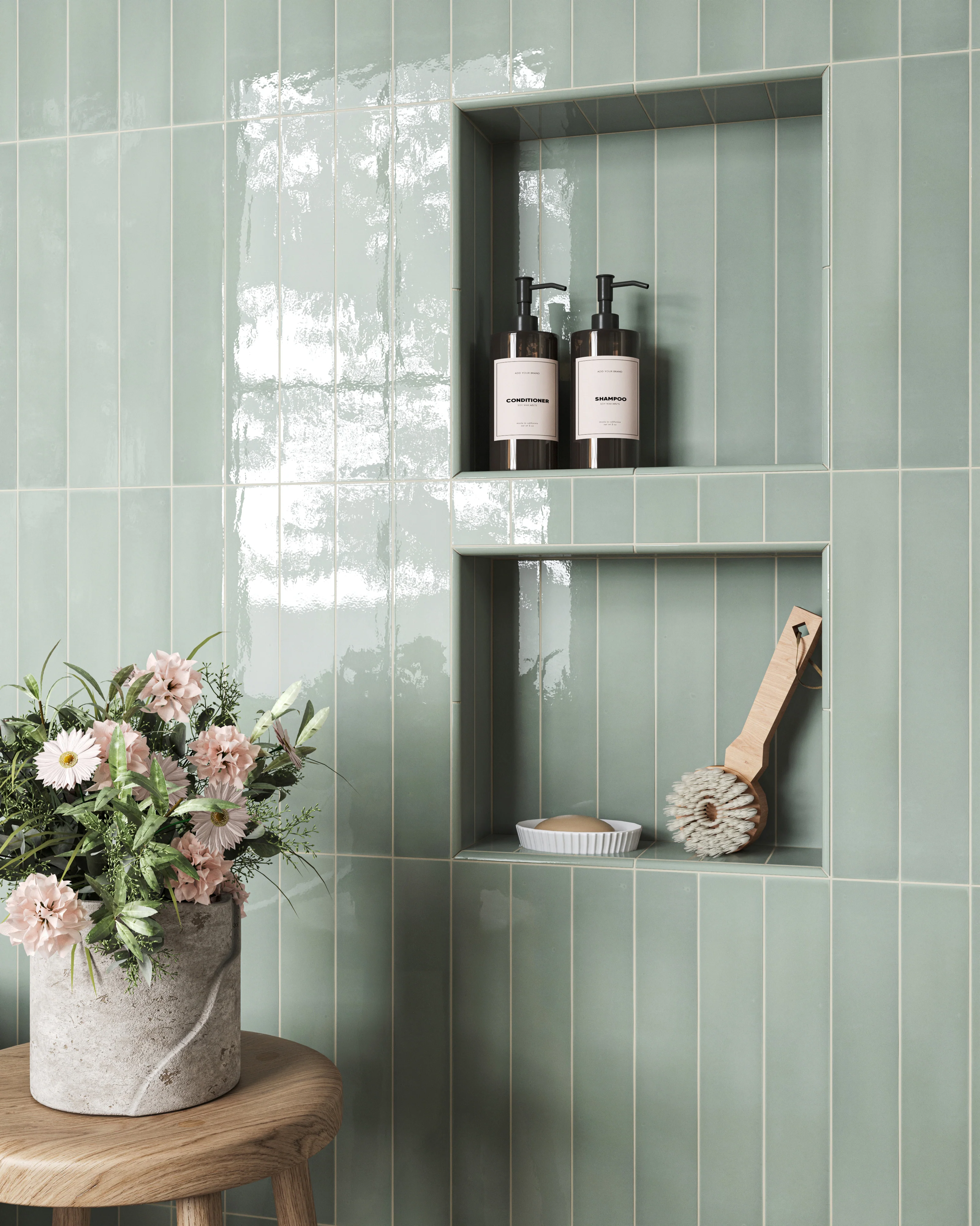Maisie 2.5 x 16 Glossy Ceramic Tile in Pistachio - Image 17