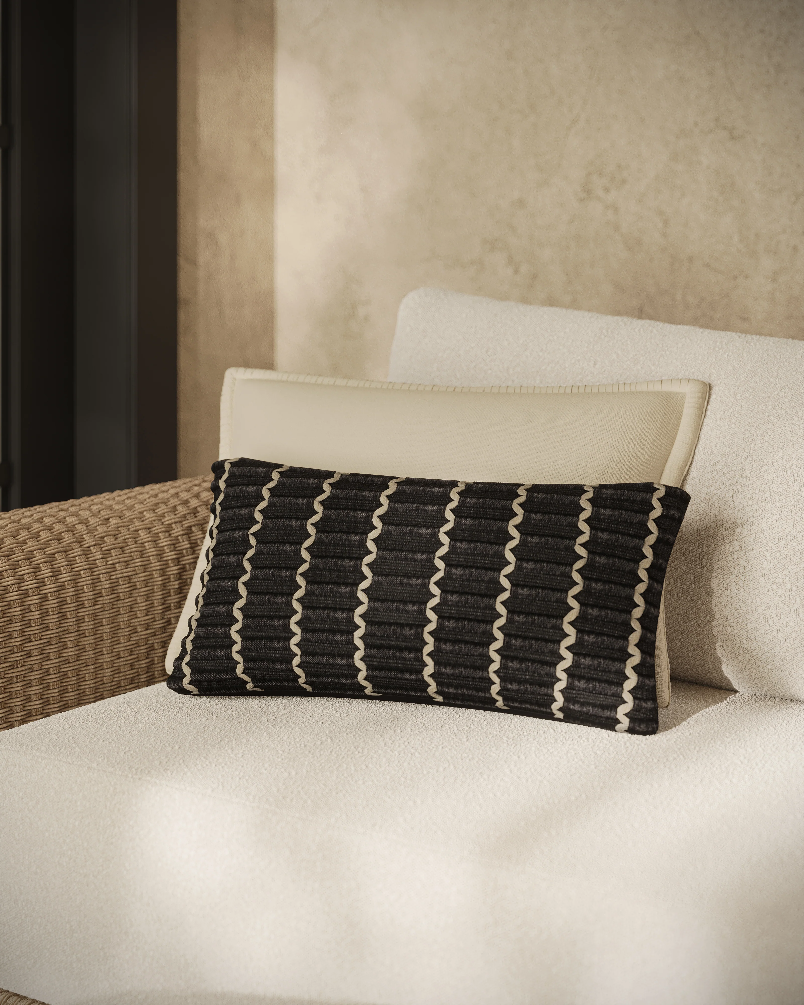 Marisette 12" x 27" Pillow Cover in Black - Image 4