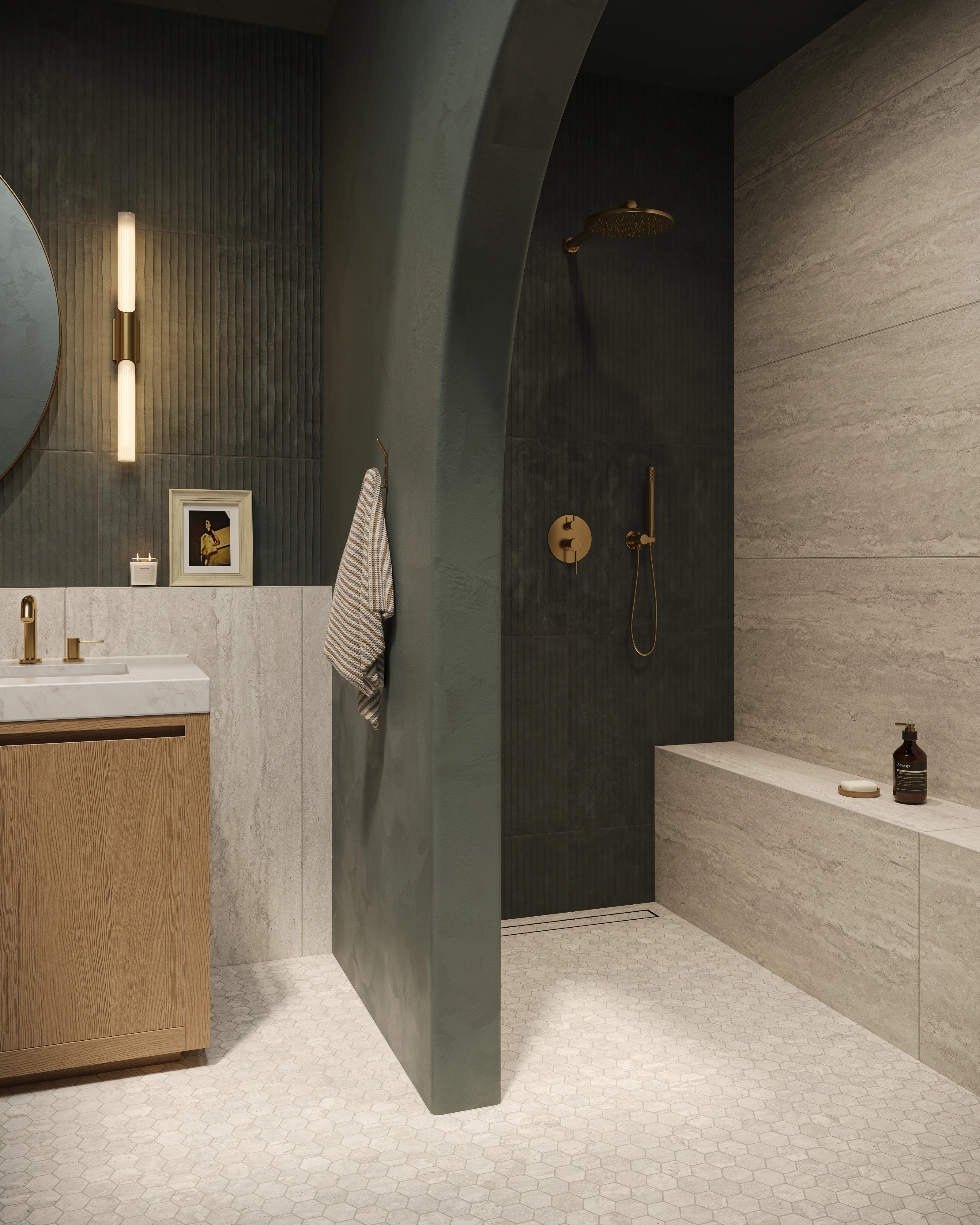 Marlow 3 x 3 Matte Porcelain Hexagon Mosaic in Roman - Image 2