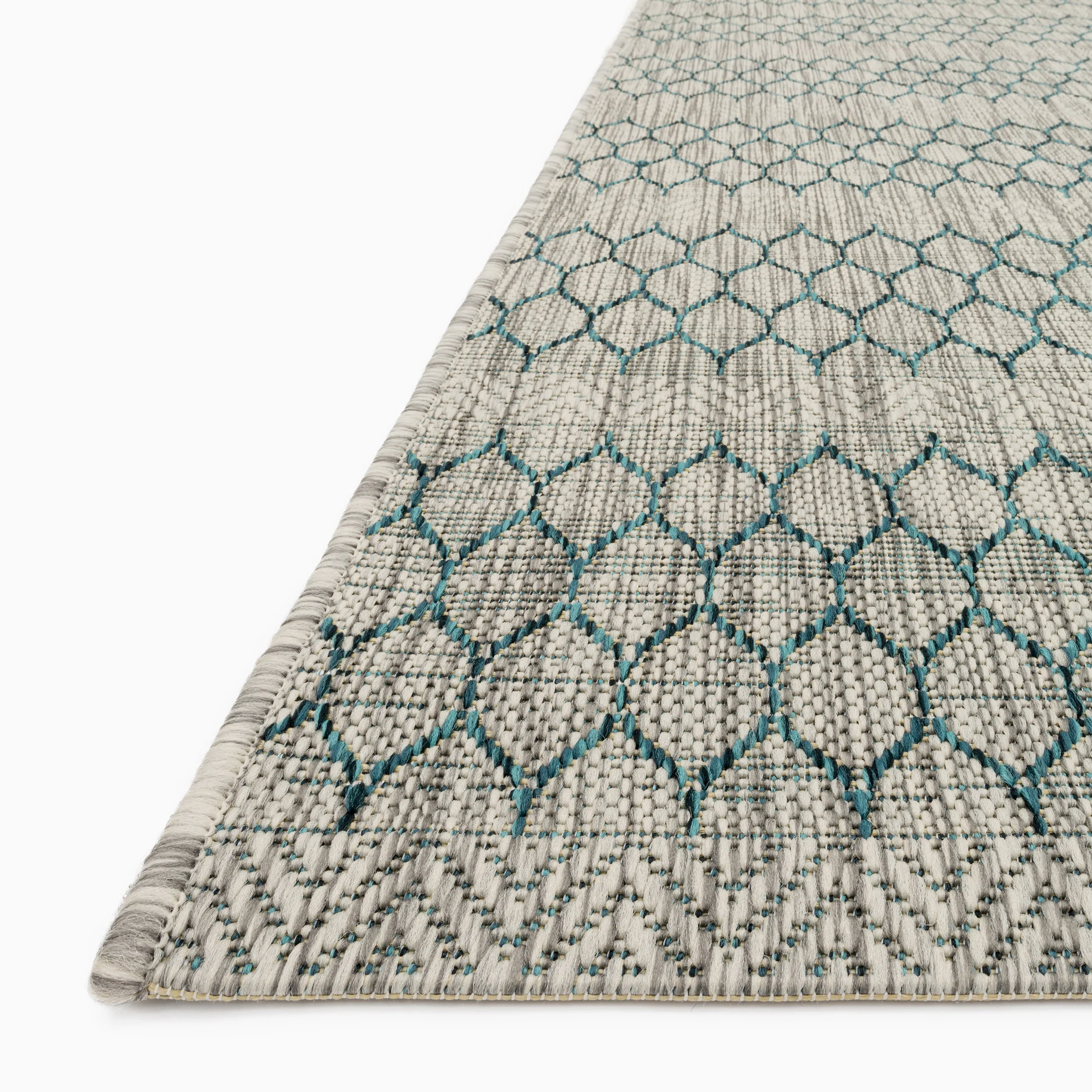 Marroway Indoor/Outdoor Rug in Grey / Teal, 5'3" x 7'7" - Image 2