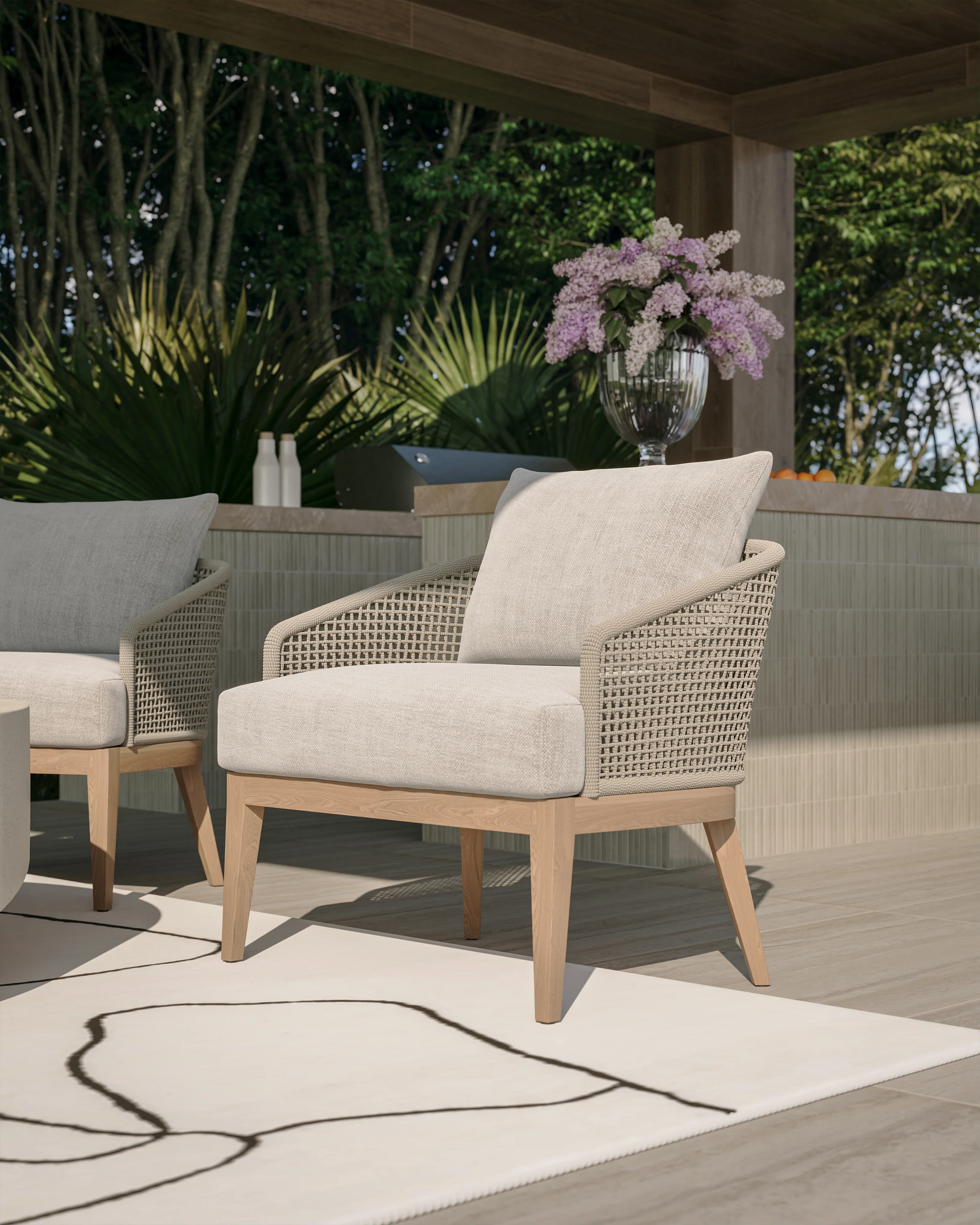 Mateo Outdoor Lounge Chair in Cream - Image 2