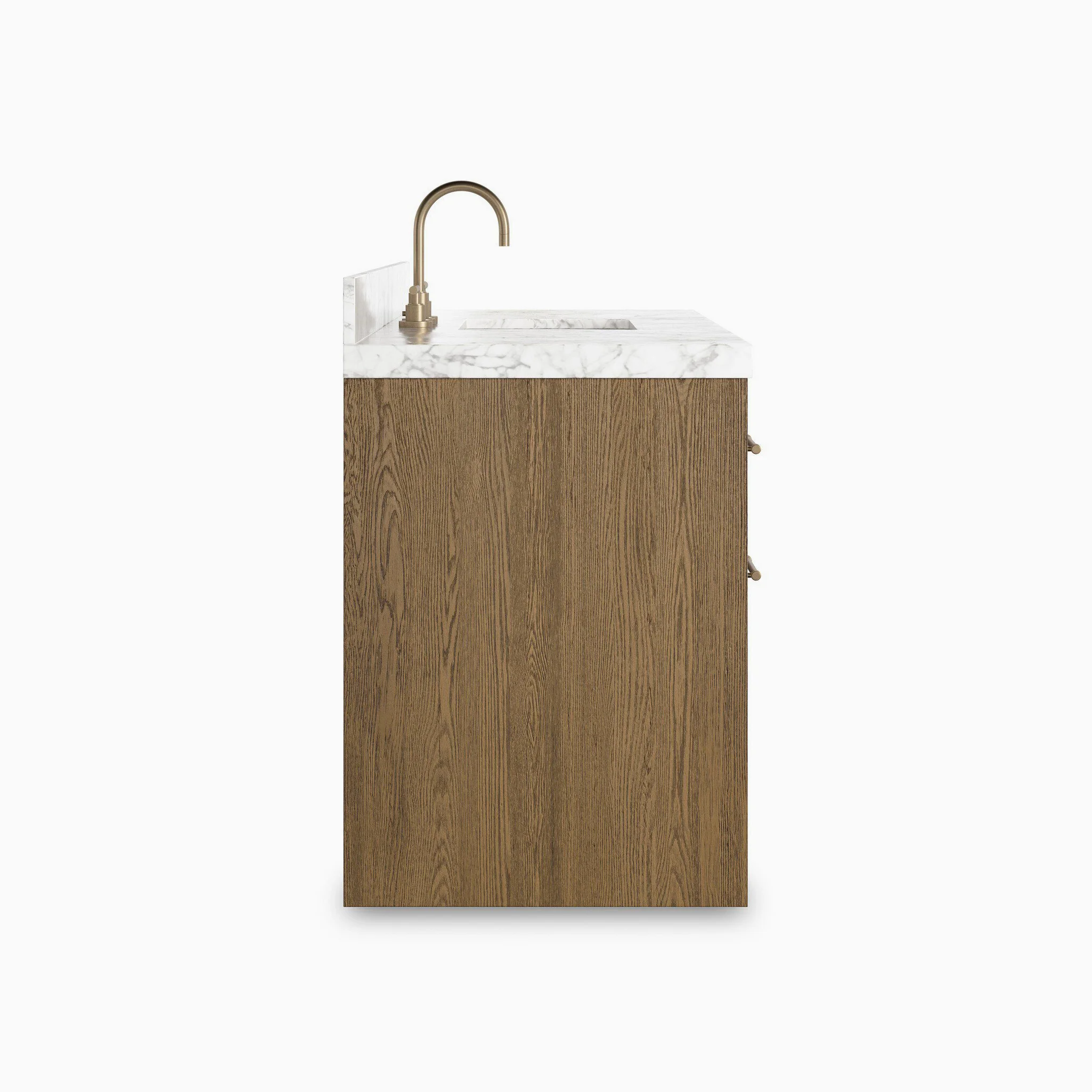 Maxine 55" Single Vanity in Washed Natural Veneer with Carrara Marble Top - Image 4