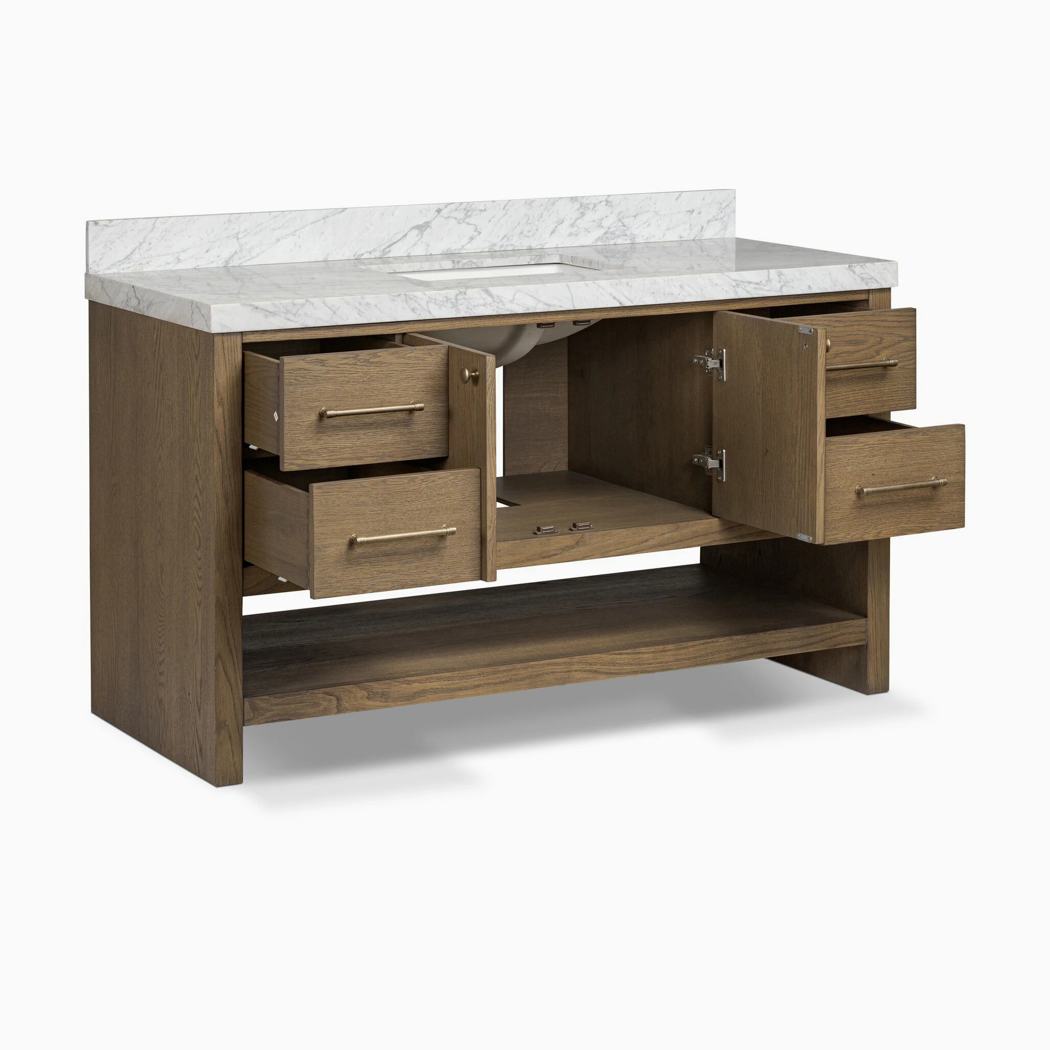 Maxine 55" Single Vanity in Washed Natural Veneer with Carrara Marble Top - Image 7
