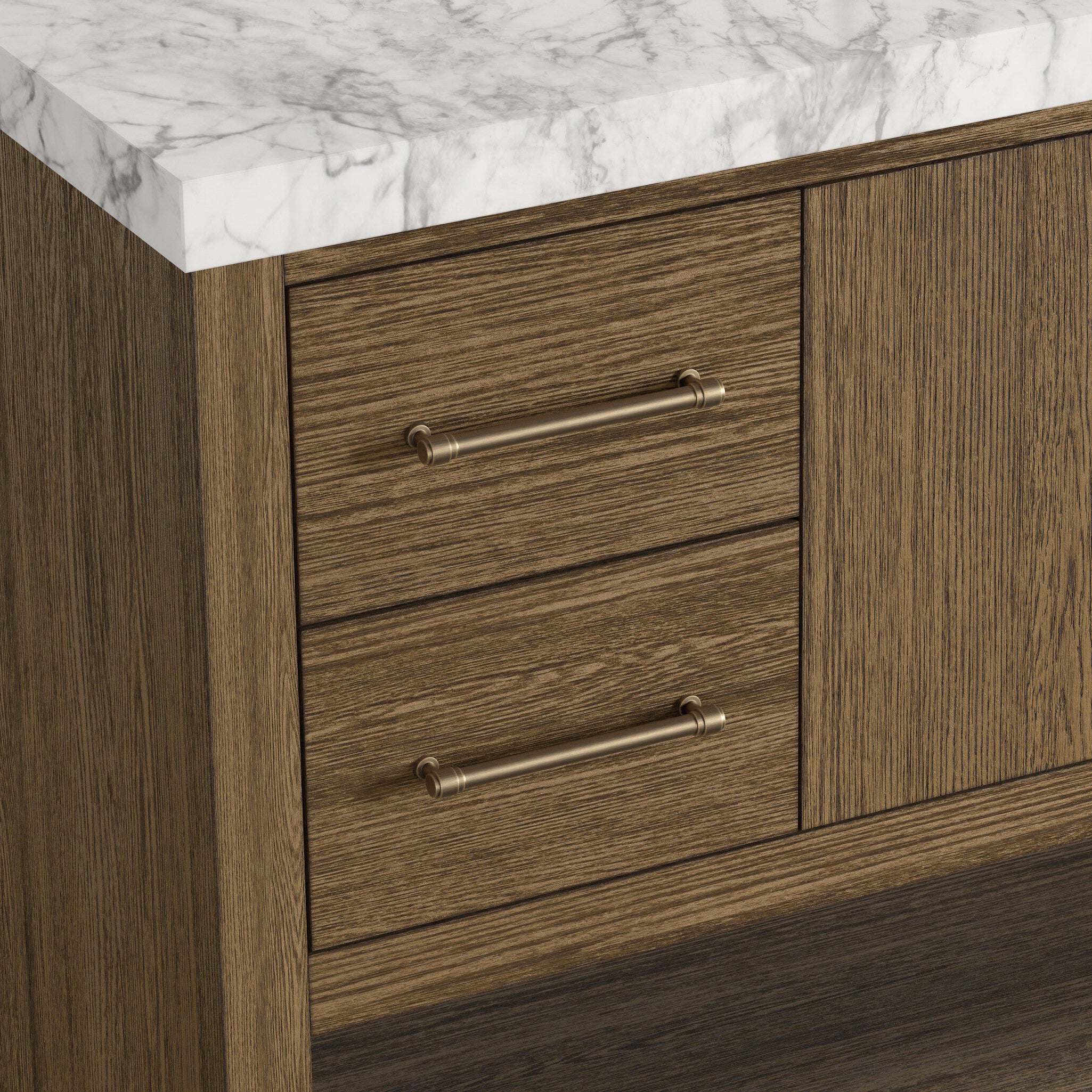 Maxine 55" Single Vanity in Washed Natural Veneer with Carrara Marble Top - Image 8