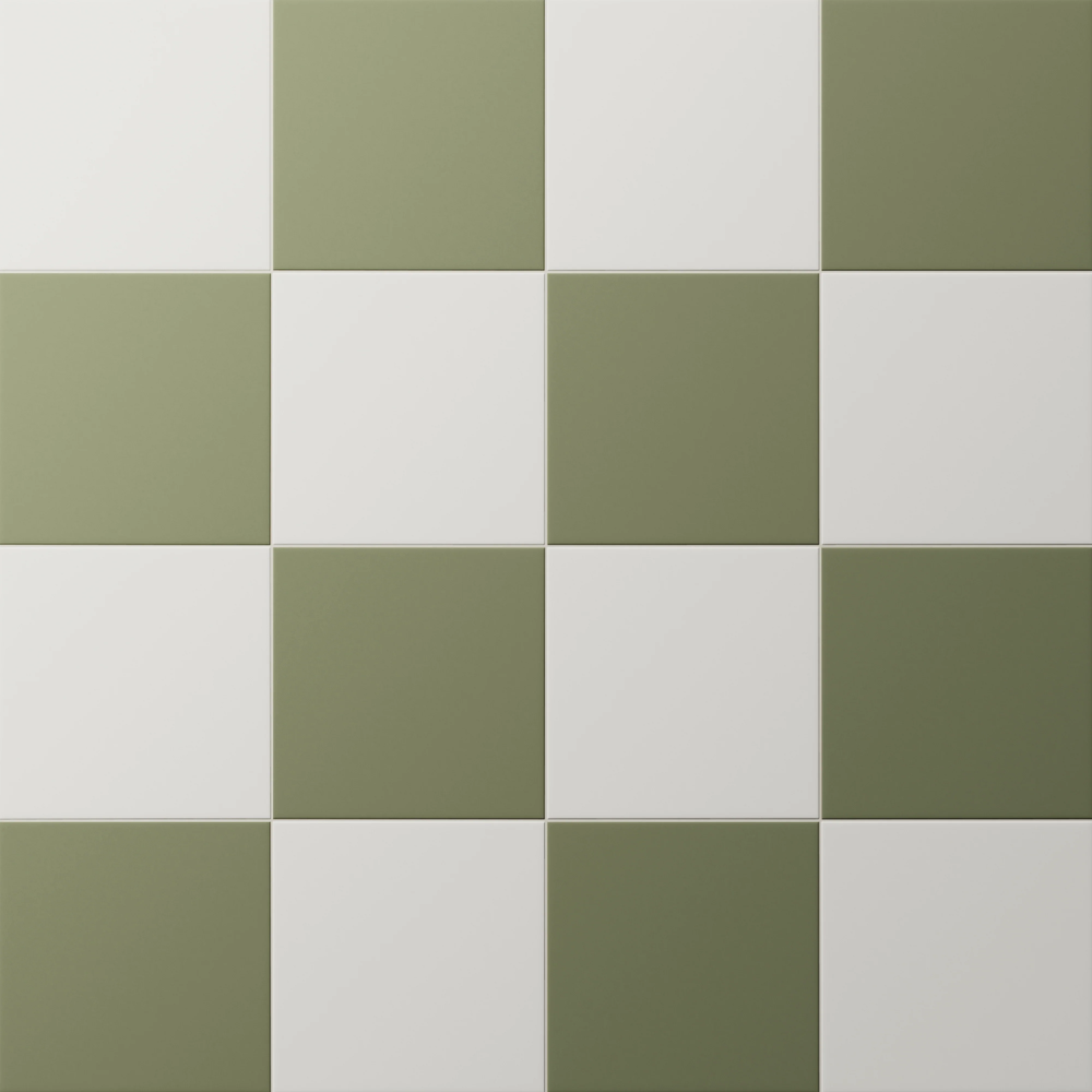 Merrick 8 x 8 Checkerboard Matte Porcelain Tile in Ambient White and Folk Green