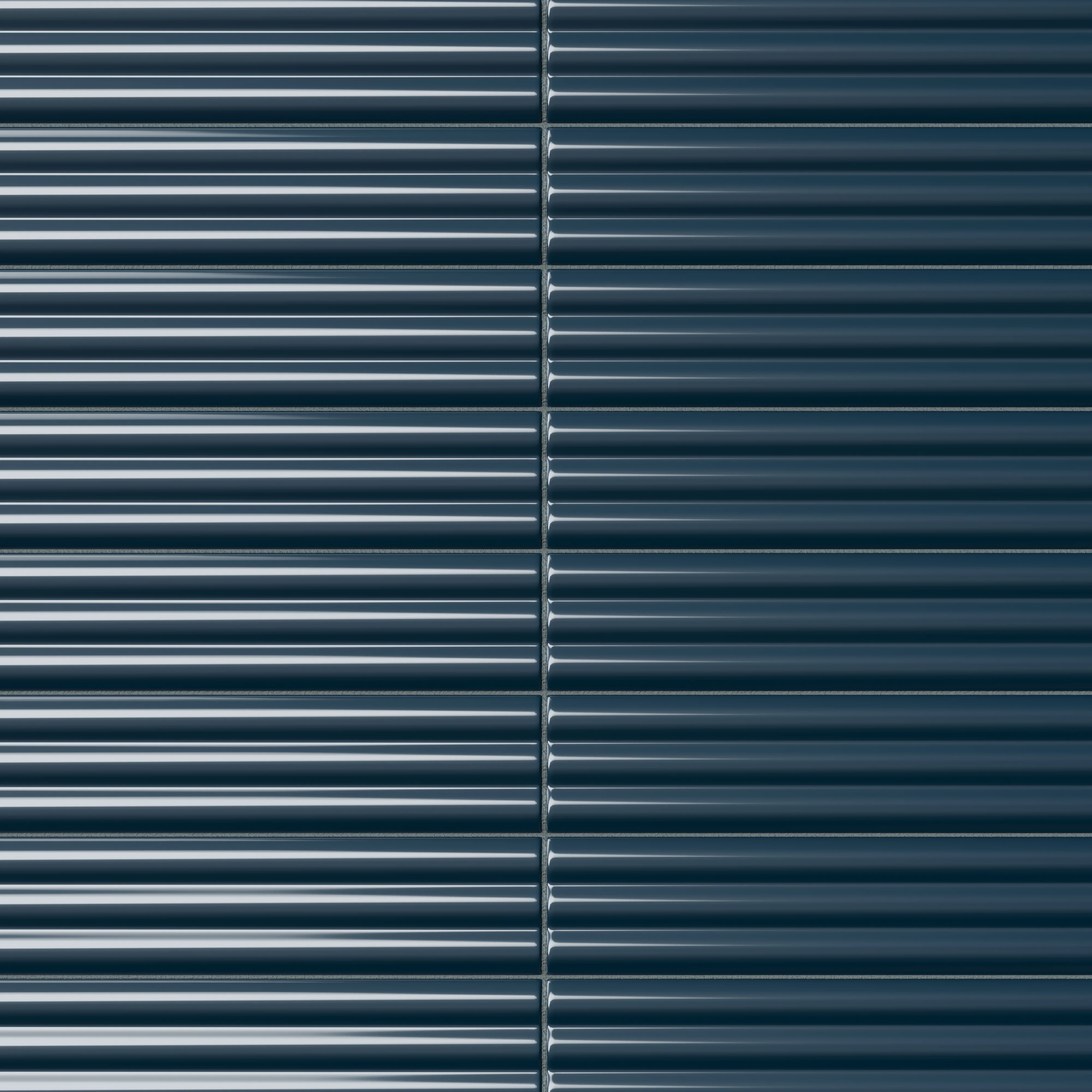 Mika 2.5 x 10 Glossy Ceramic Reeded Tile in Midnight