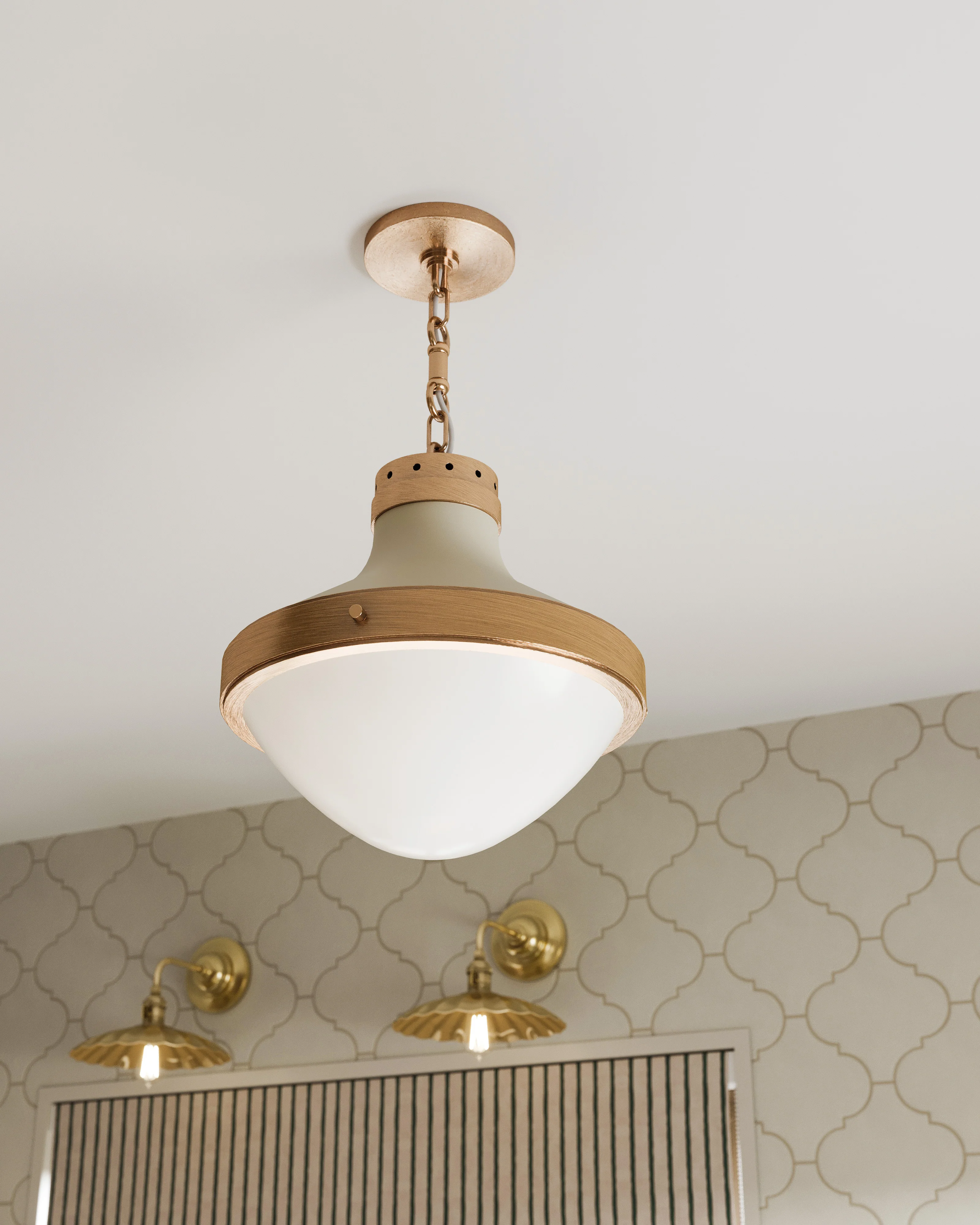 Grady Pendant in Patina Brass and Soft Sand - Image 2