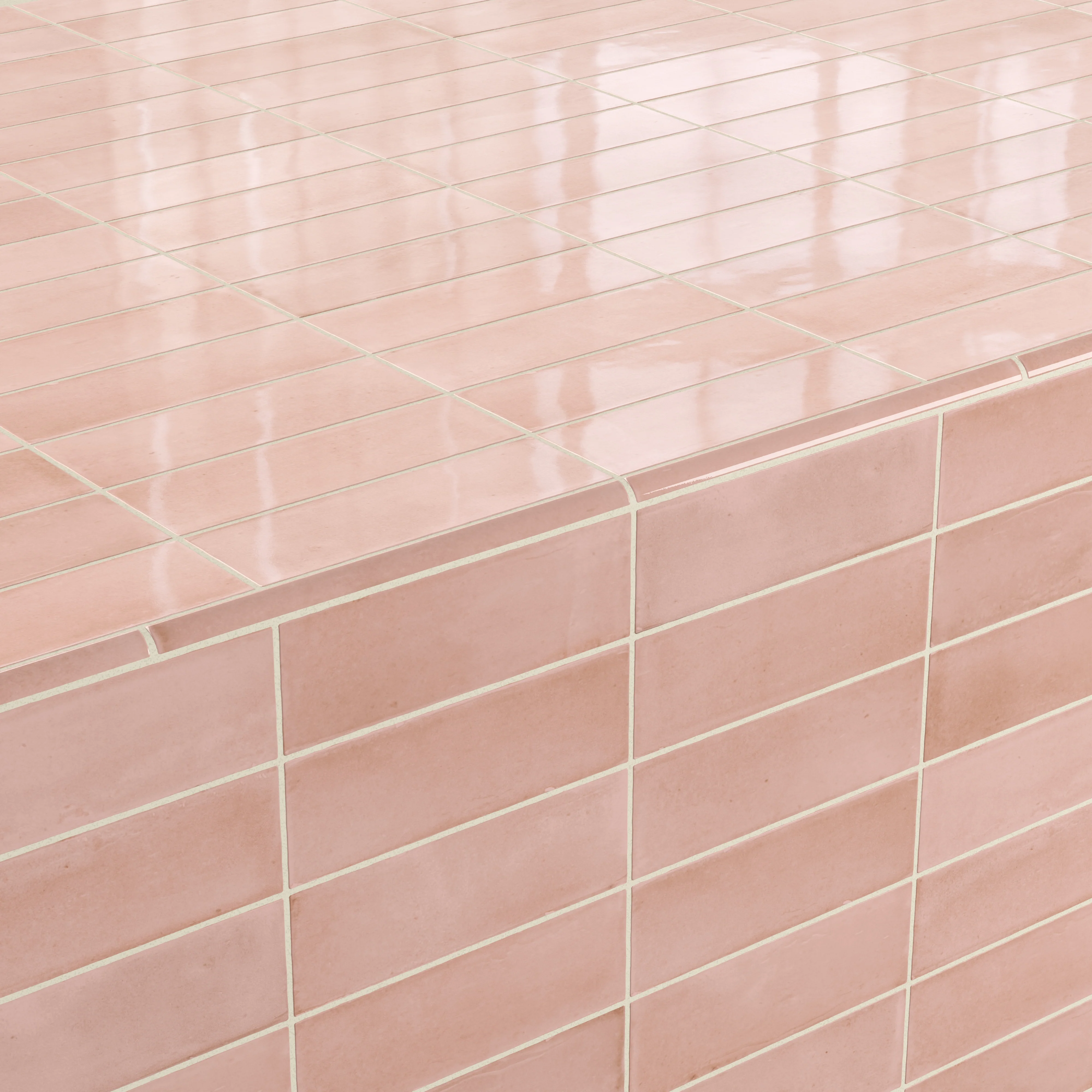 Natasha 0.5 x 8 Jolly Glossy Ceramic Tile Trim in Blush - Image 4