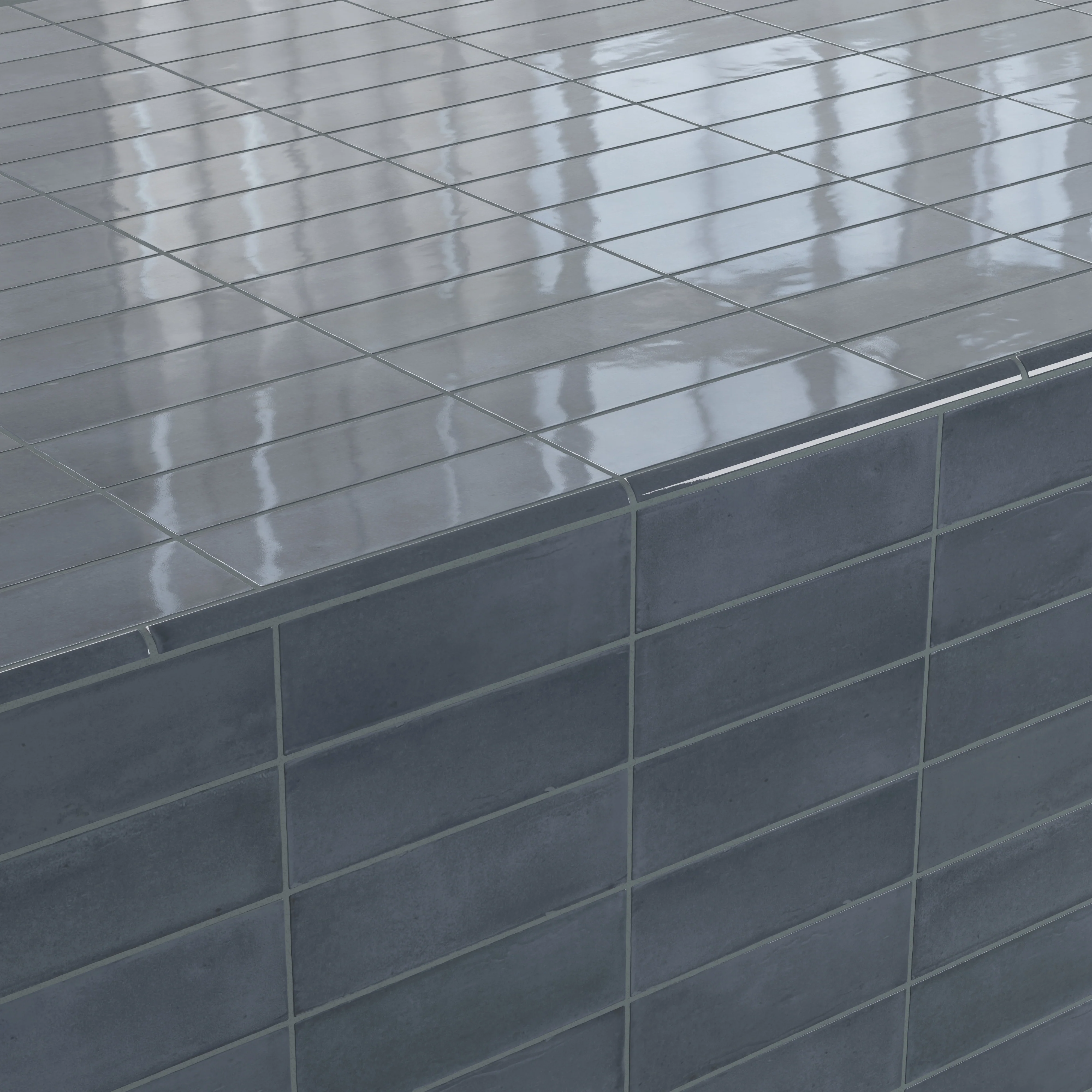 Natasha 0.5 x 8 Jolly Glossy Ceramic Tile Trim in Denim - Image 4