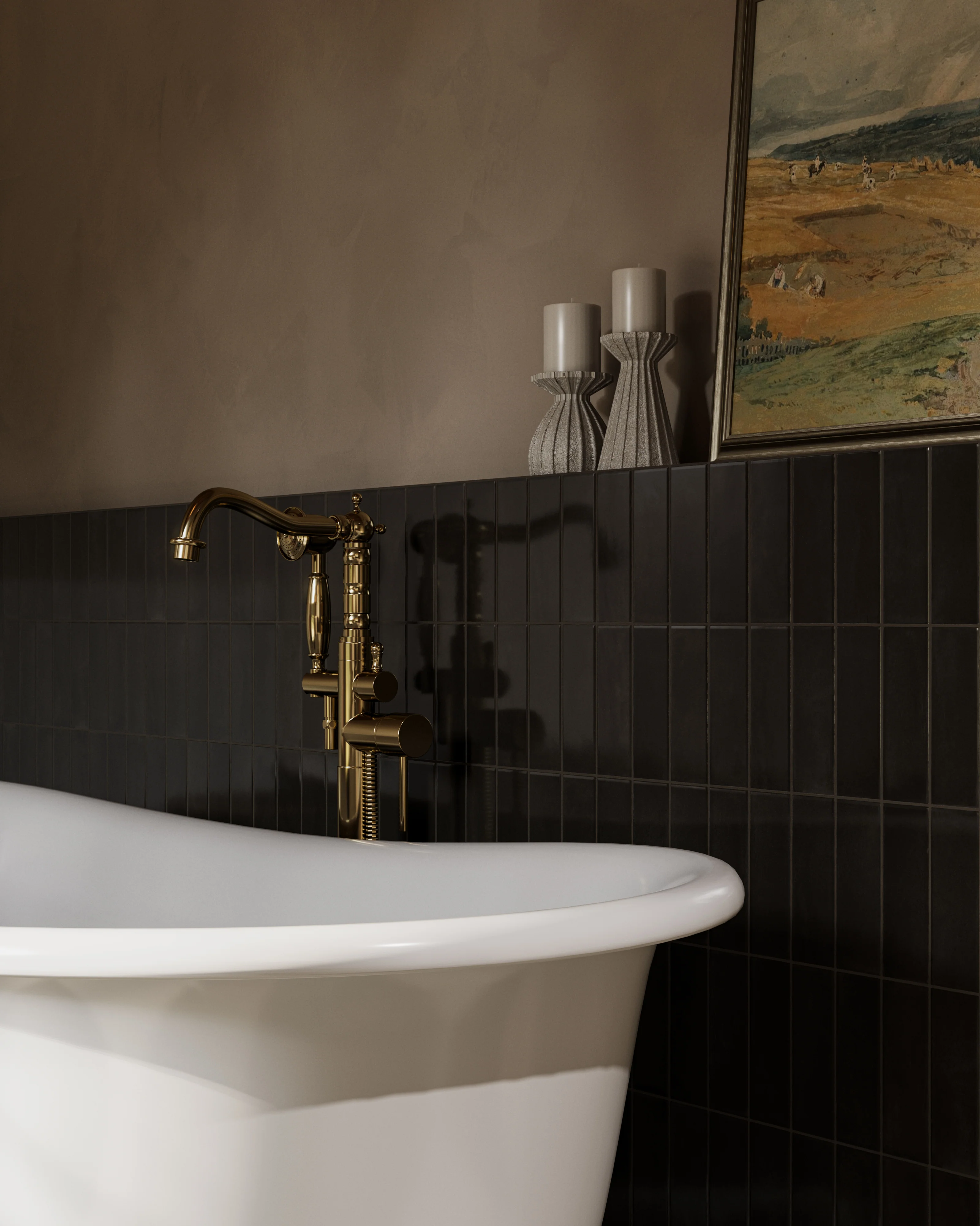 Natasha 2 x 6 Glossy Porcelain Tile in Coal - Image 12