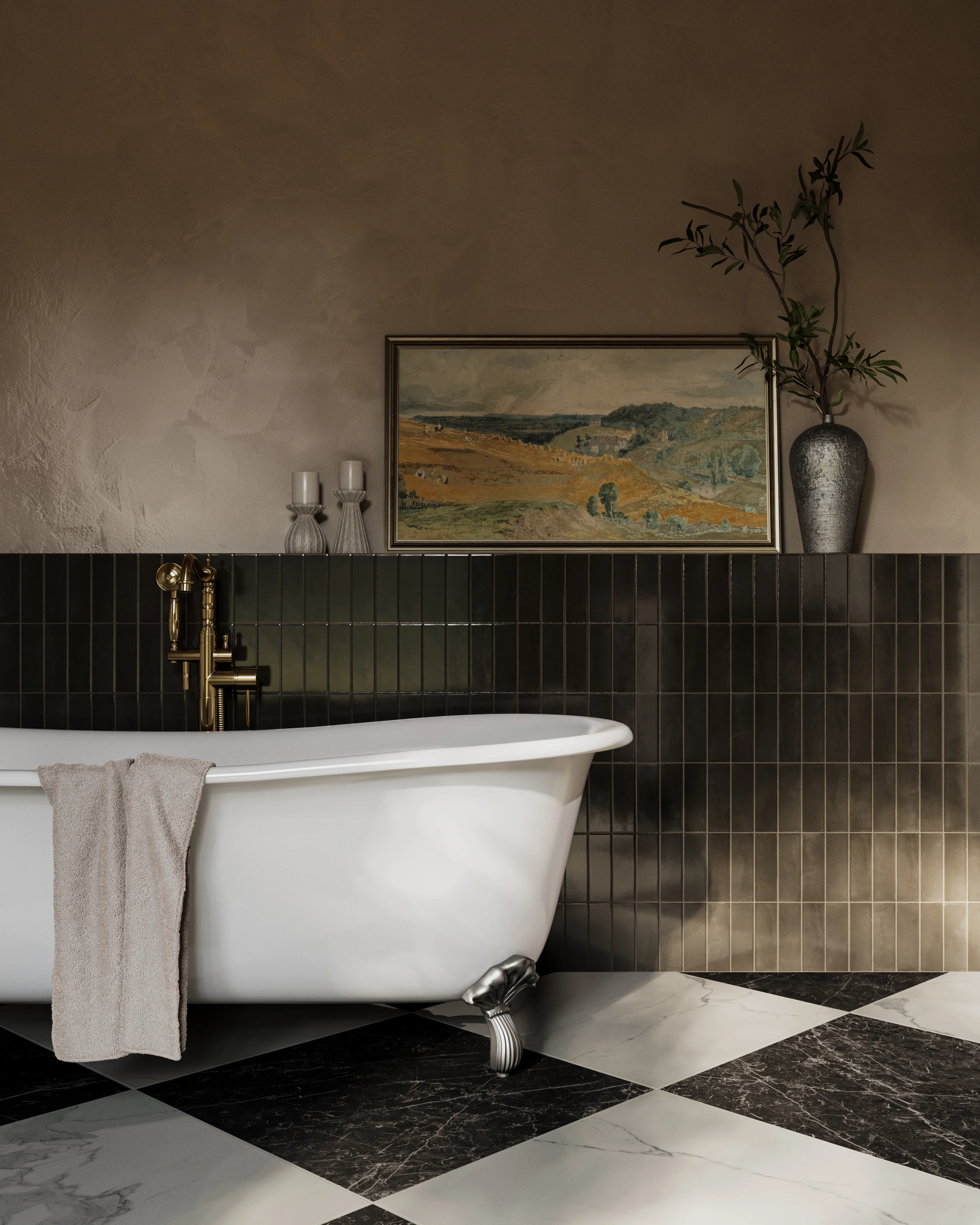 Natasha 2 x 6 Glossy Porcelain Tile in Coal - Image 2