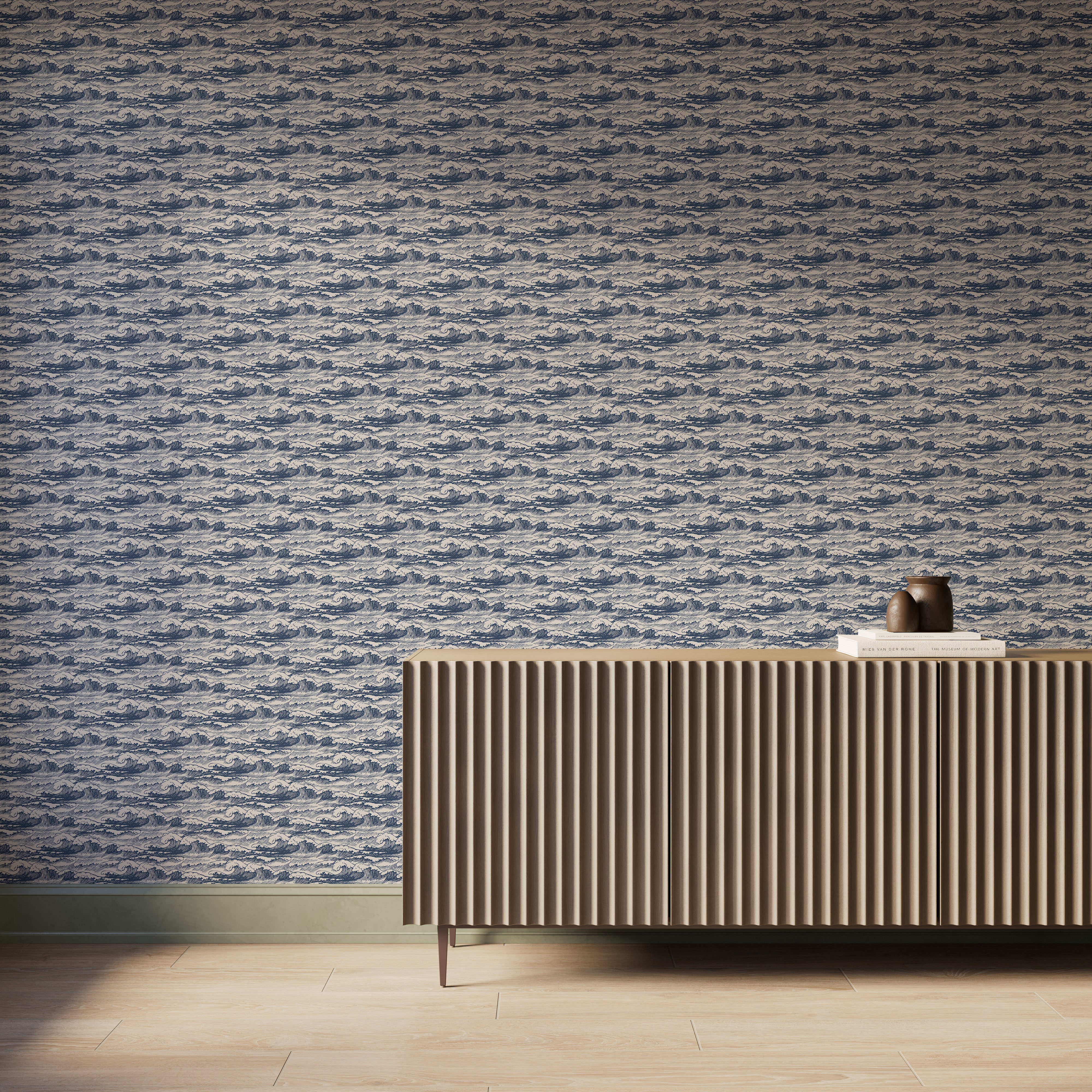 Newport Wallpaper in Navy II, 52" x 132" - Image 2