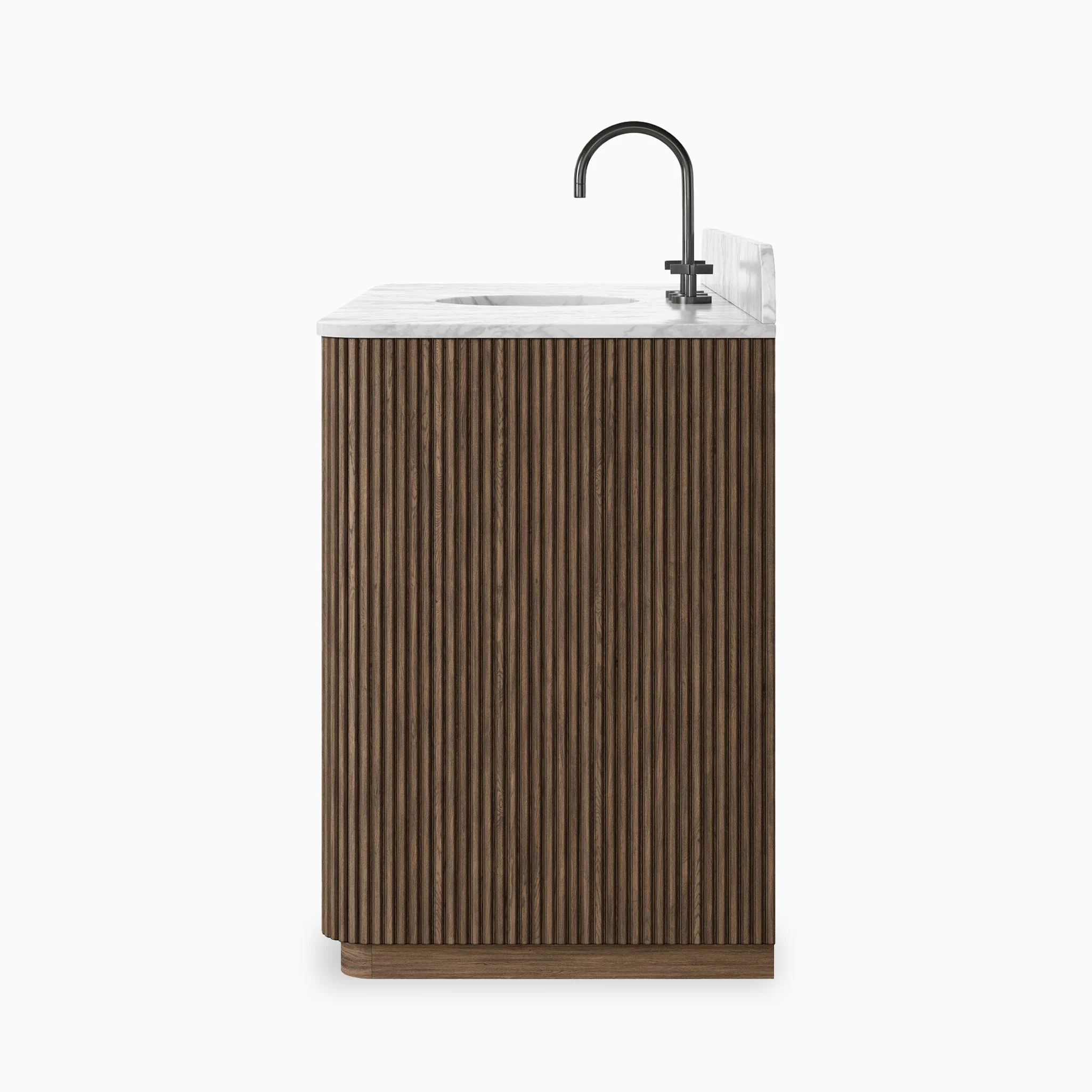 Nina 55" Single Vanity in Satin Espresso Oak Veneer with Carrara Marble Top - Image 3