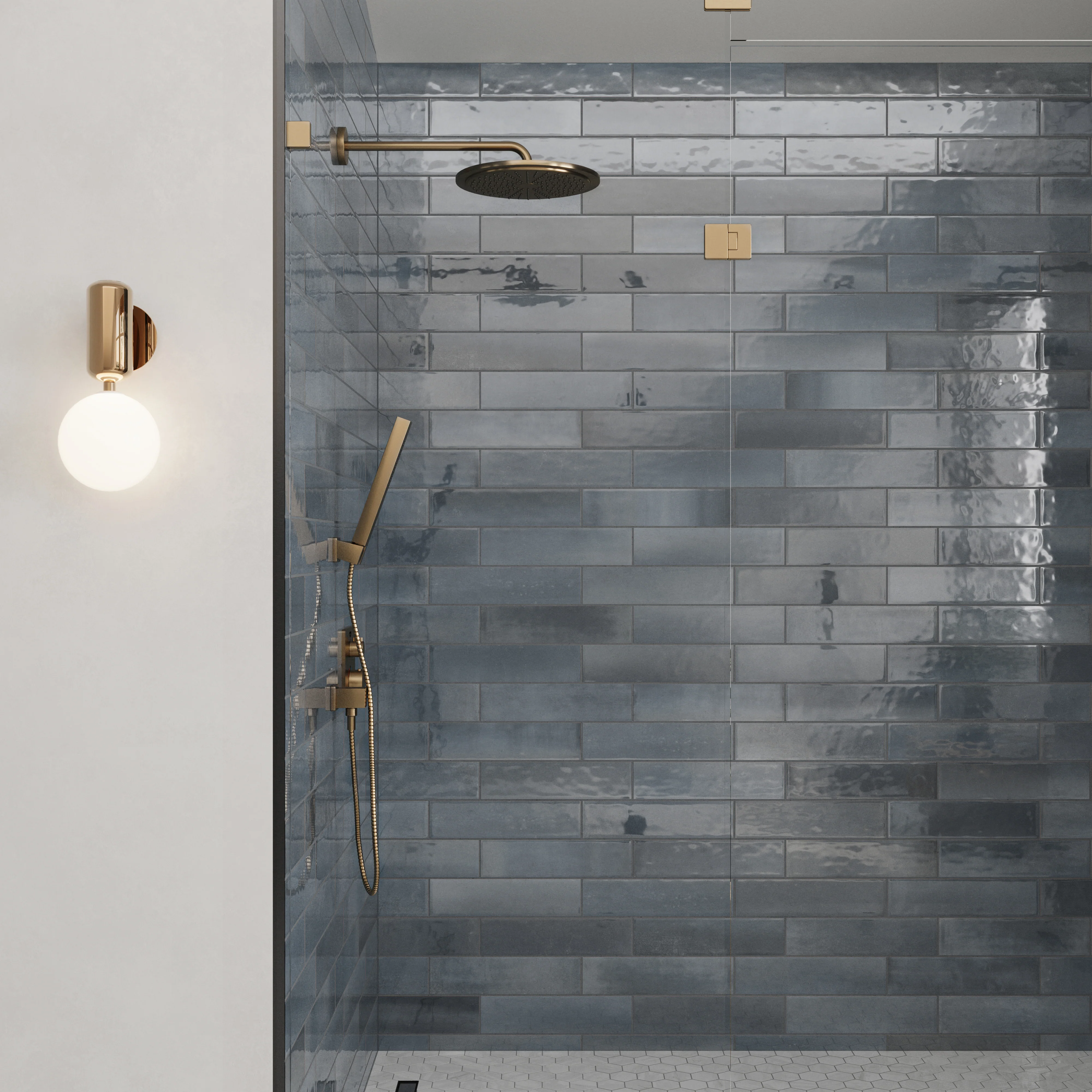 Olivia 4 x 16 Glossy Ceramic Tile in Dusty Blue - Image 12