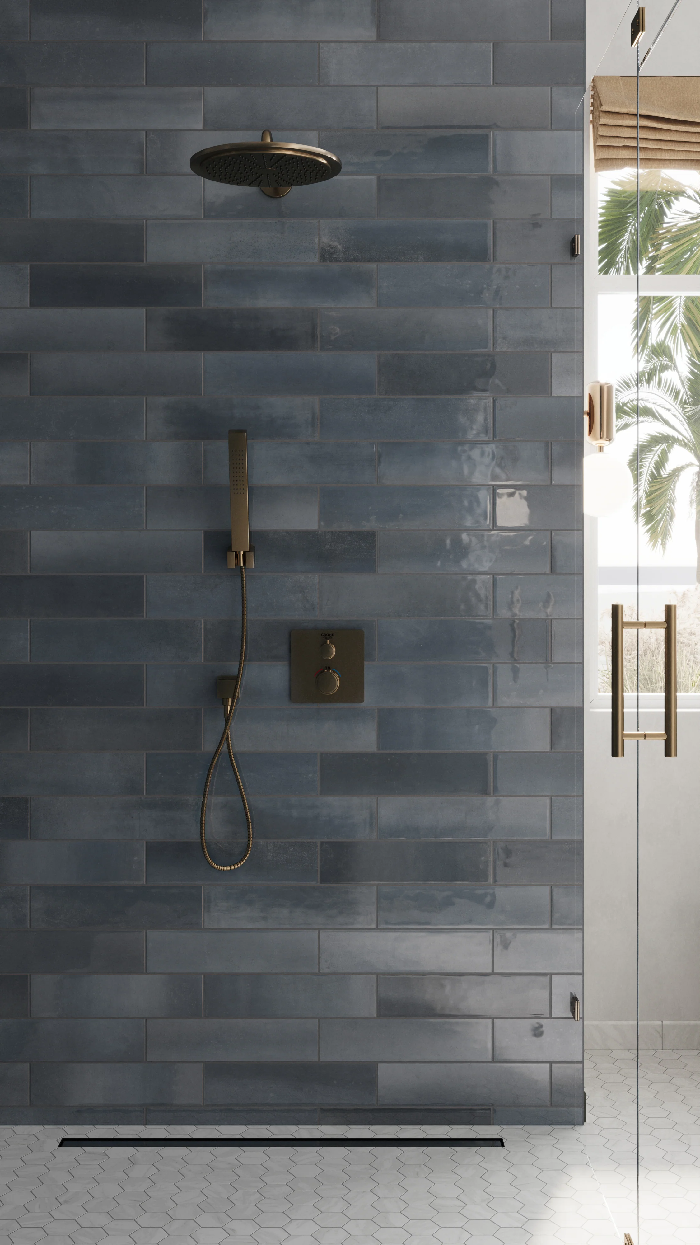Olivia 4 x 16 Glossy Ceramic Tile in Dusty Blue - Image 13