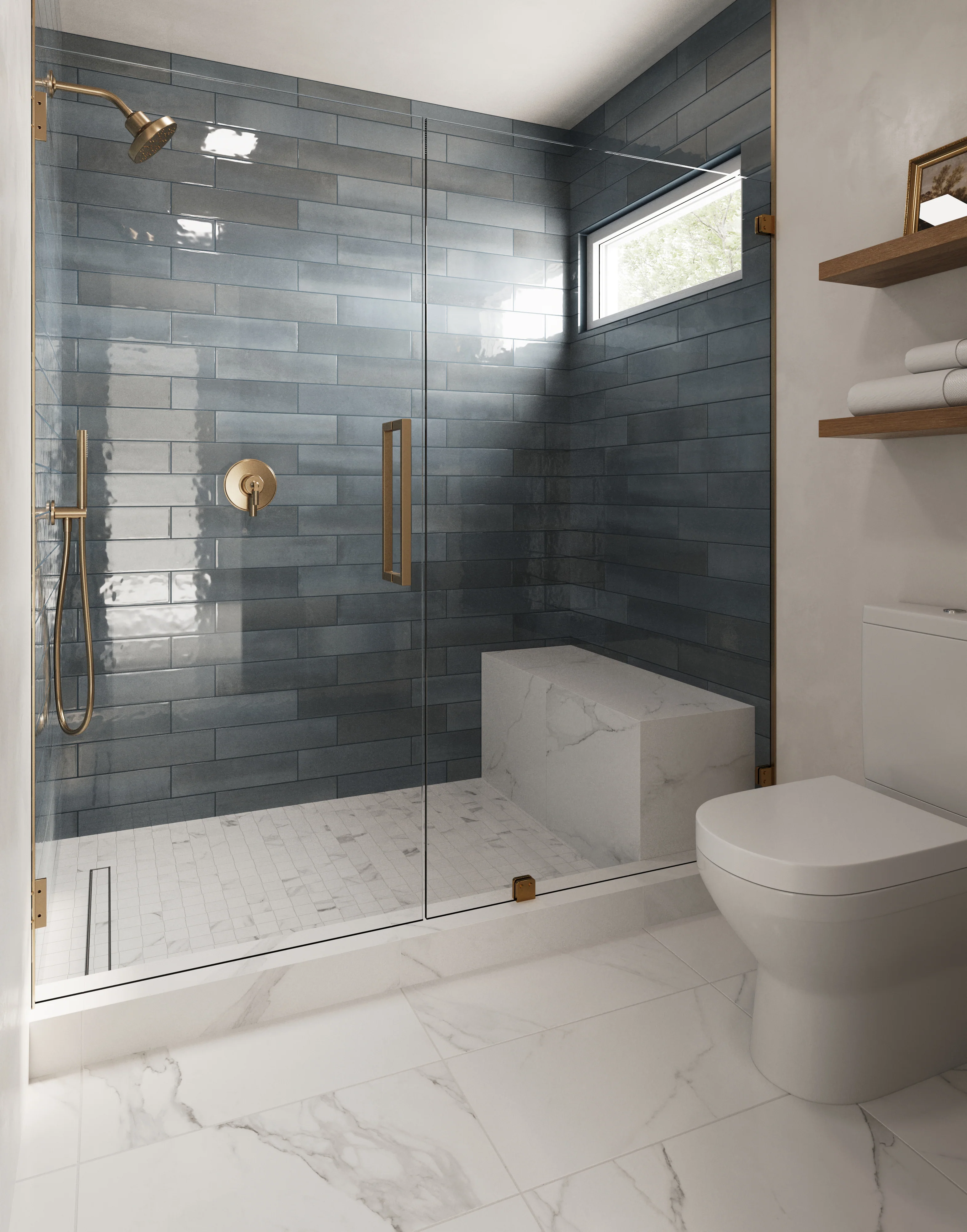 Olivia 4 x 16 Glossy Ceramic Tile in Dusty Blue - Image 15