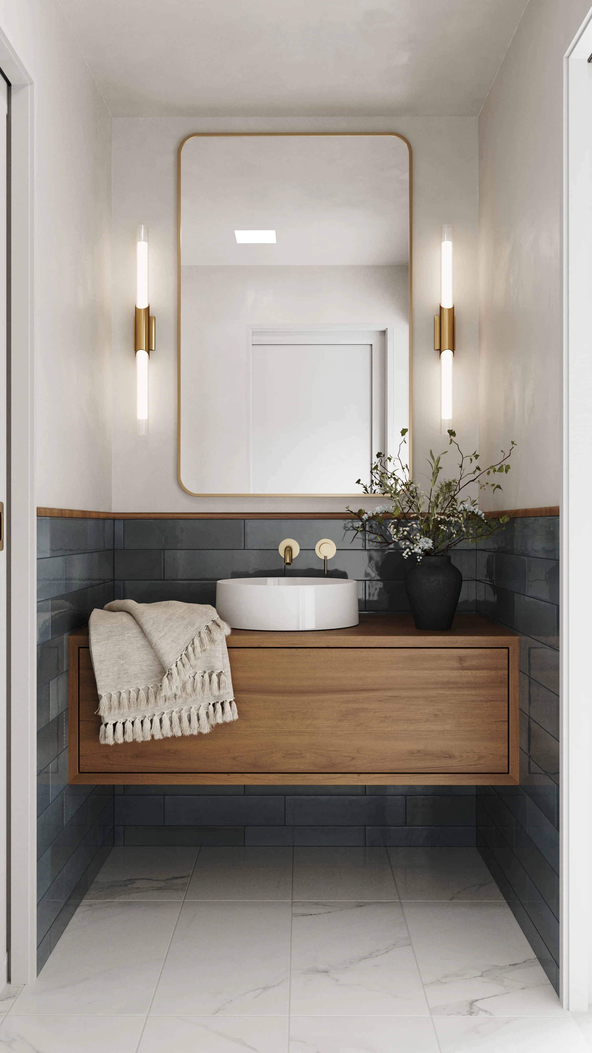 Olivia 4 x 16 Glossy Ceramic Tile in Dusty Blue - Image 16